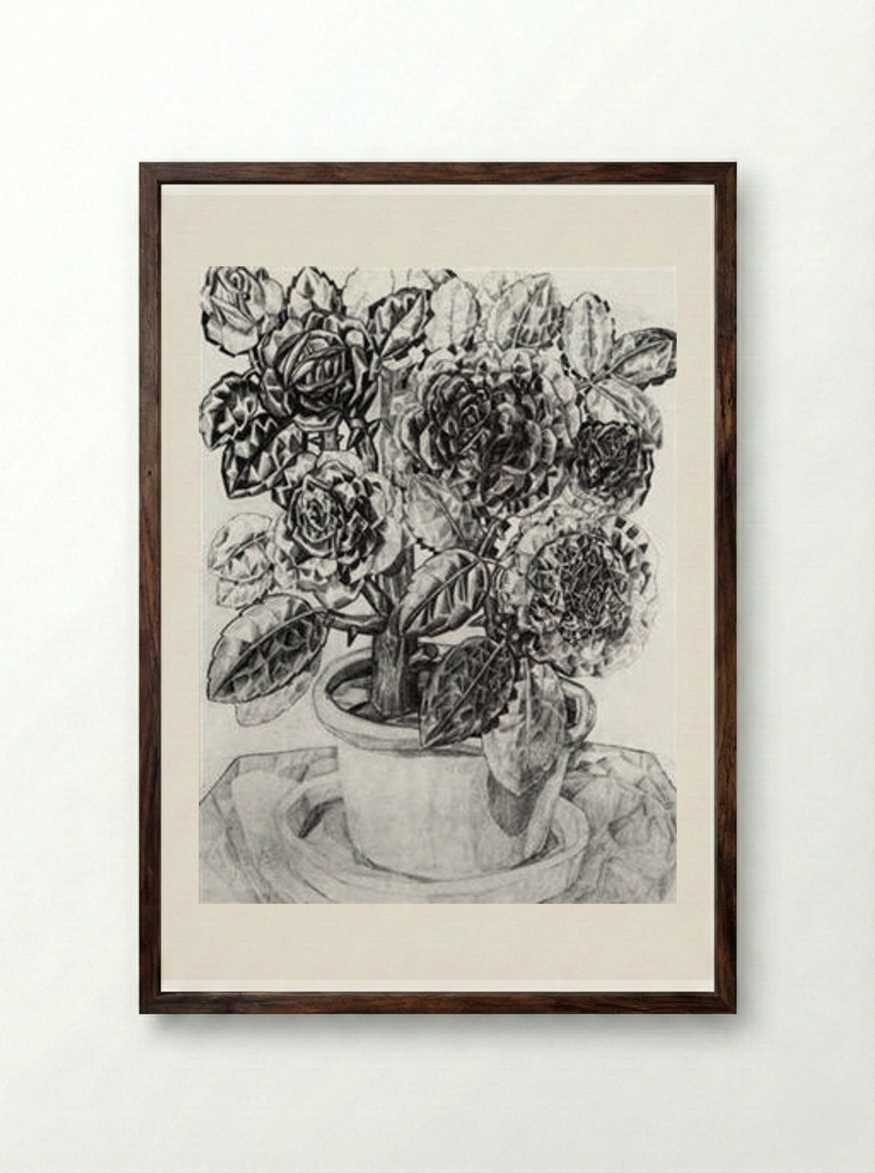 Flowers - Pavel Filonov - Framed Print Dark Wood