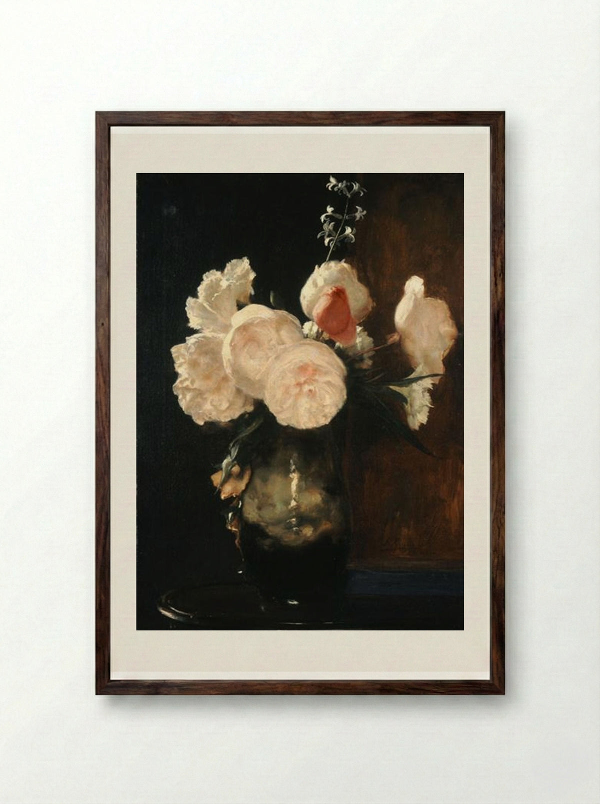 Flowers - Nikolaos Gyzis - Framed Print Dark Wood