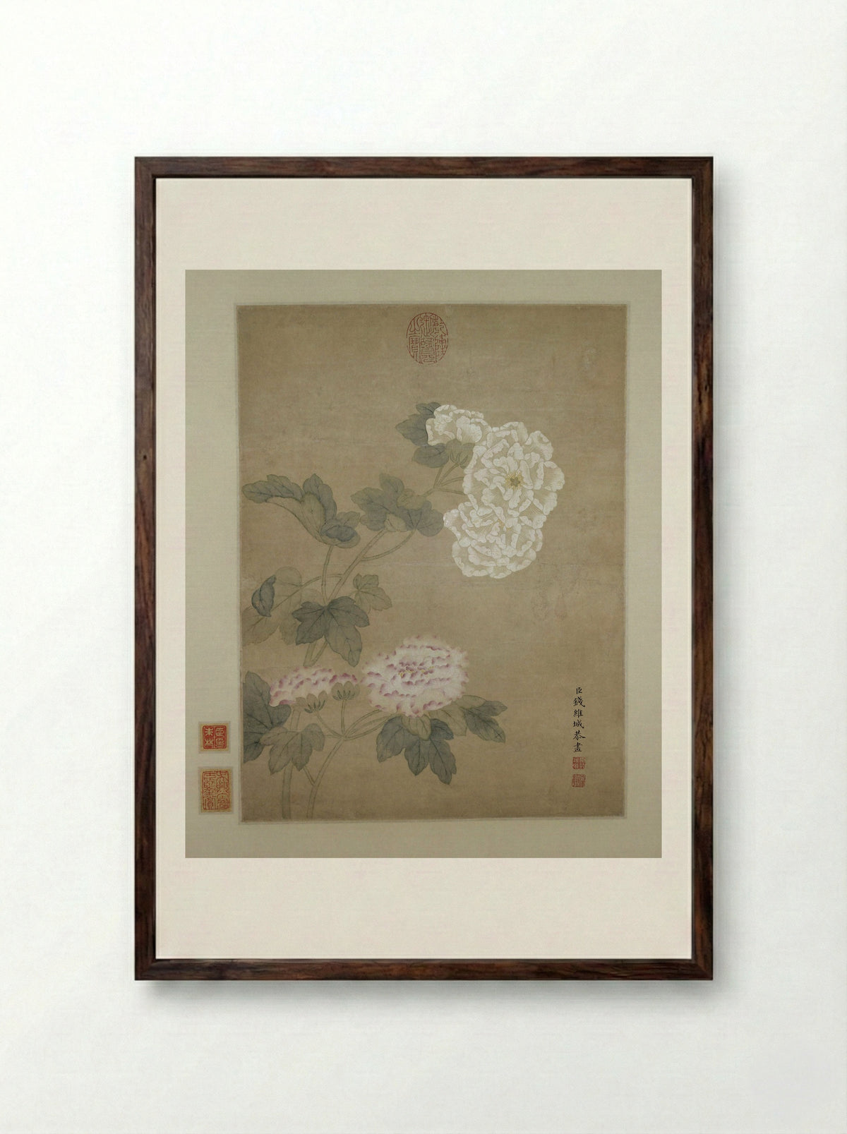 Flowers - Qian Weicheng - Framed Print Dark Wood