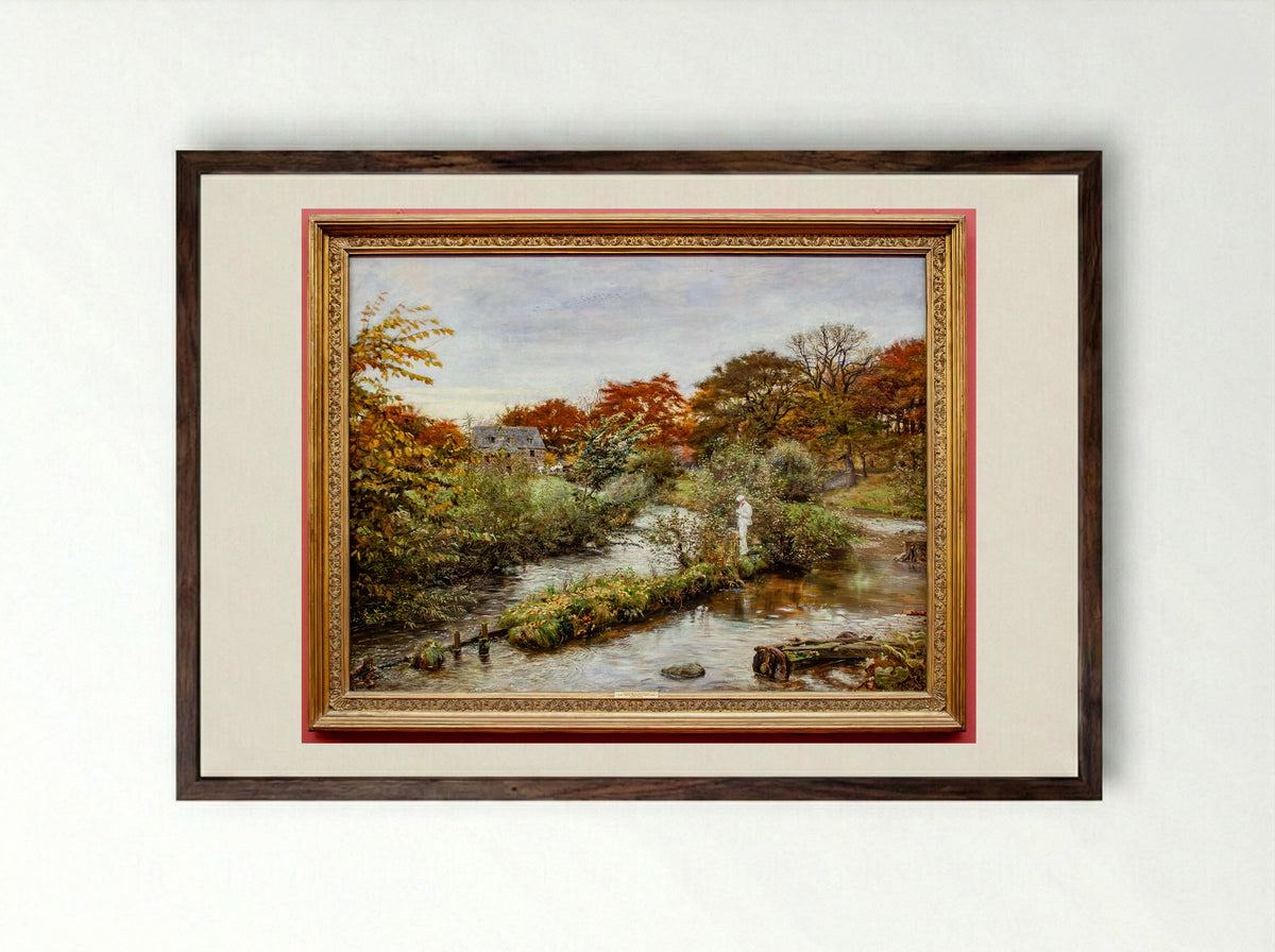 Flowing to the River - John Everett Millais - Framed Print Dark Wood