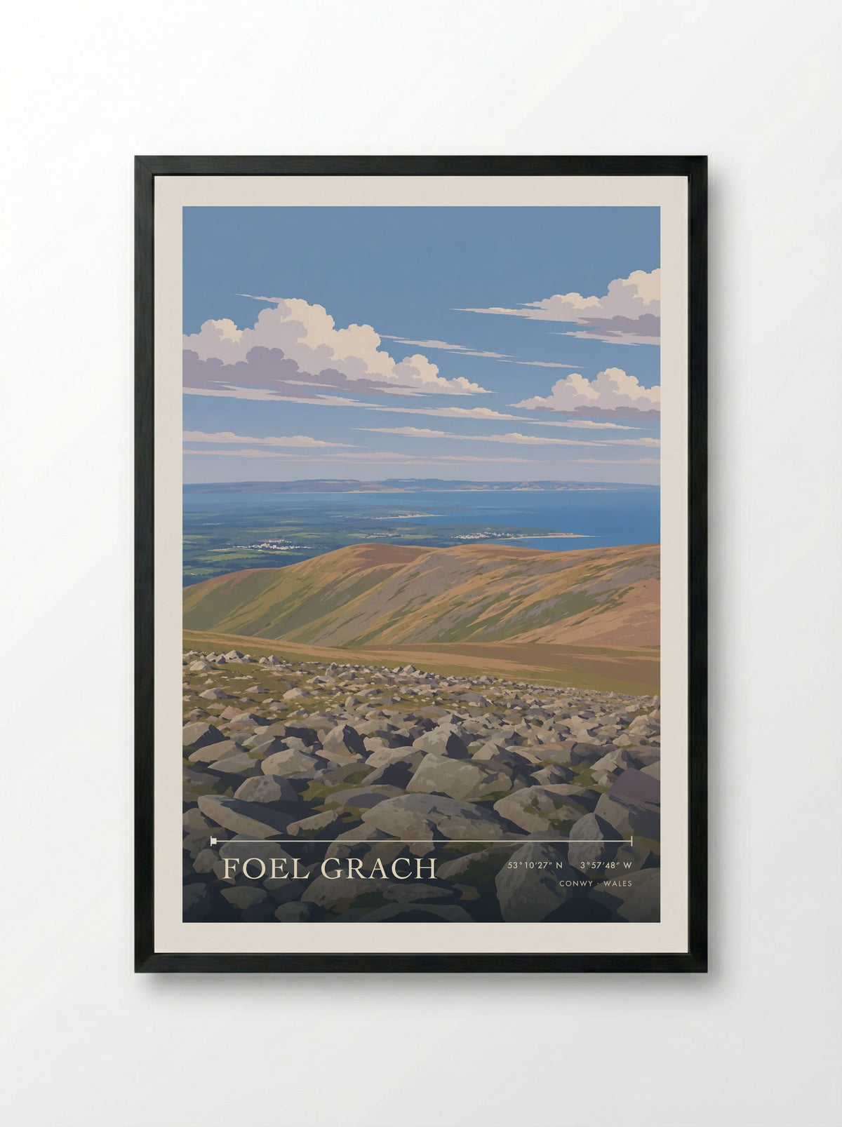 Foel Grach, Conwy | Travel Poster - Framed Print Black