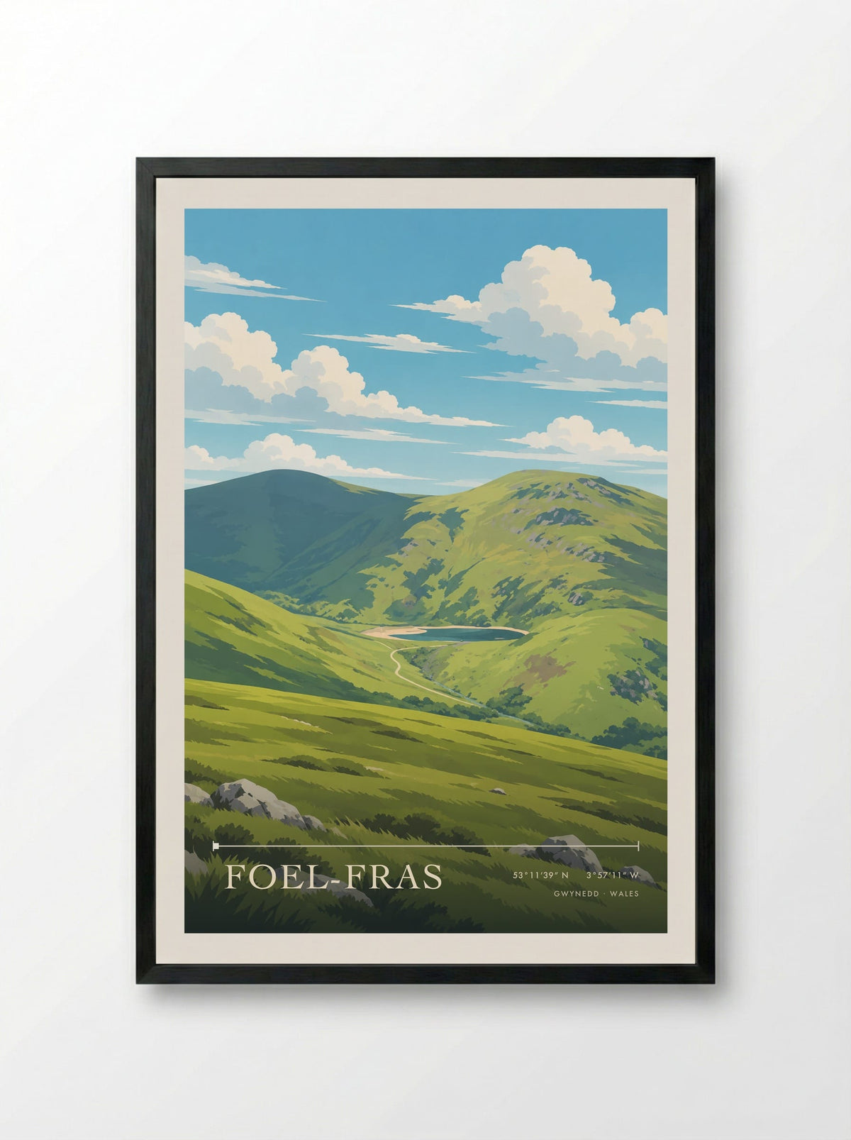 Foel-fras, Gwynedd | Travel Poster - Framed Print Black
