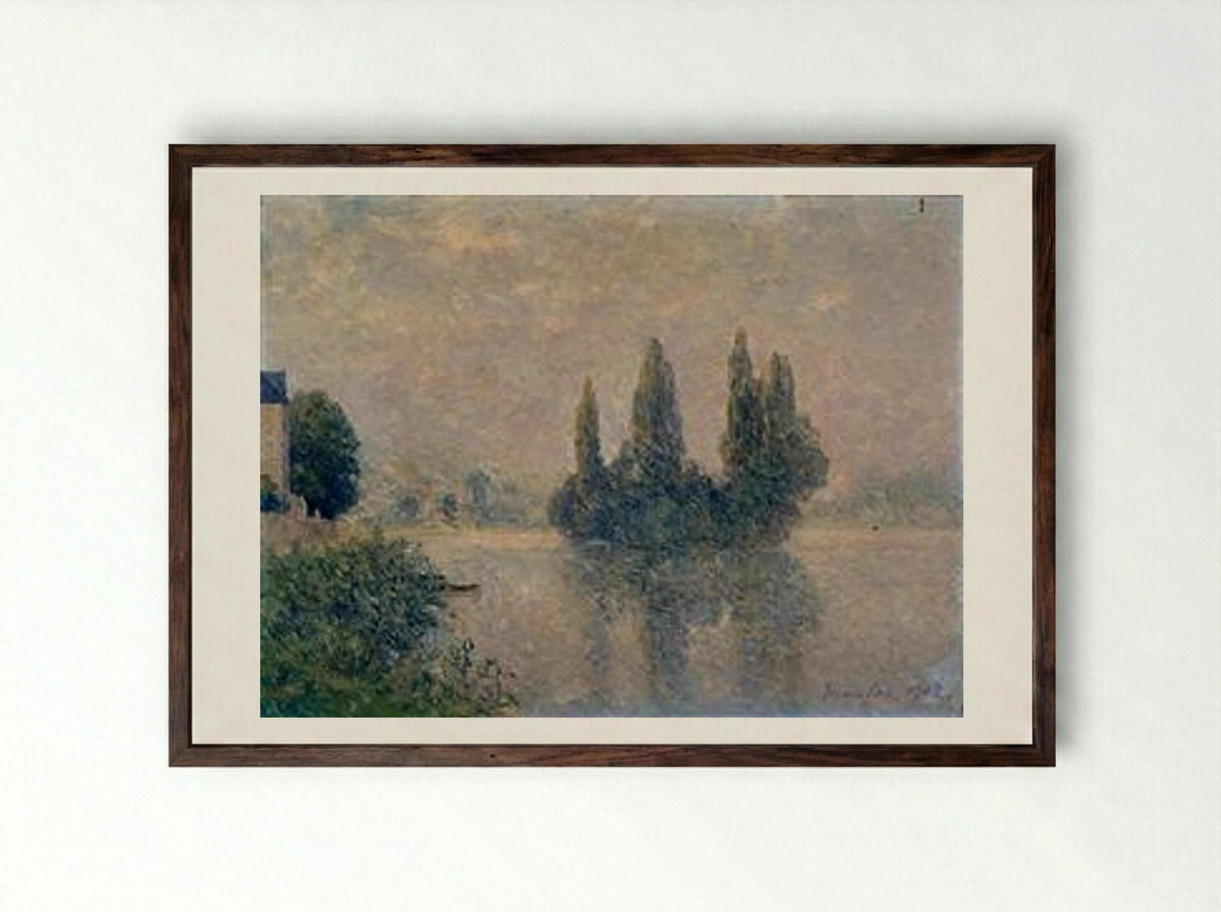 Fog on the Seine (The Andelys) - Maxime Maufra - Framed Print Dark Wood