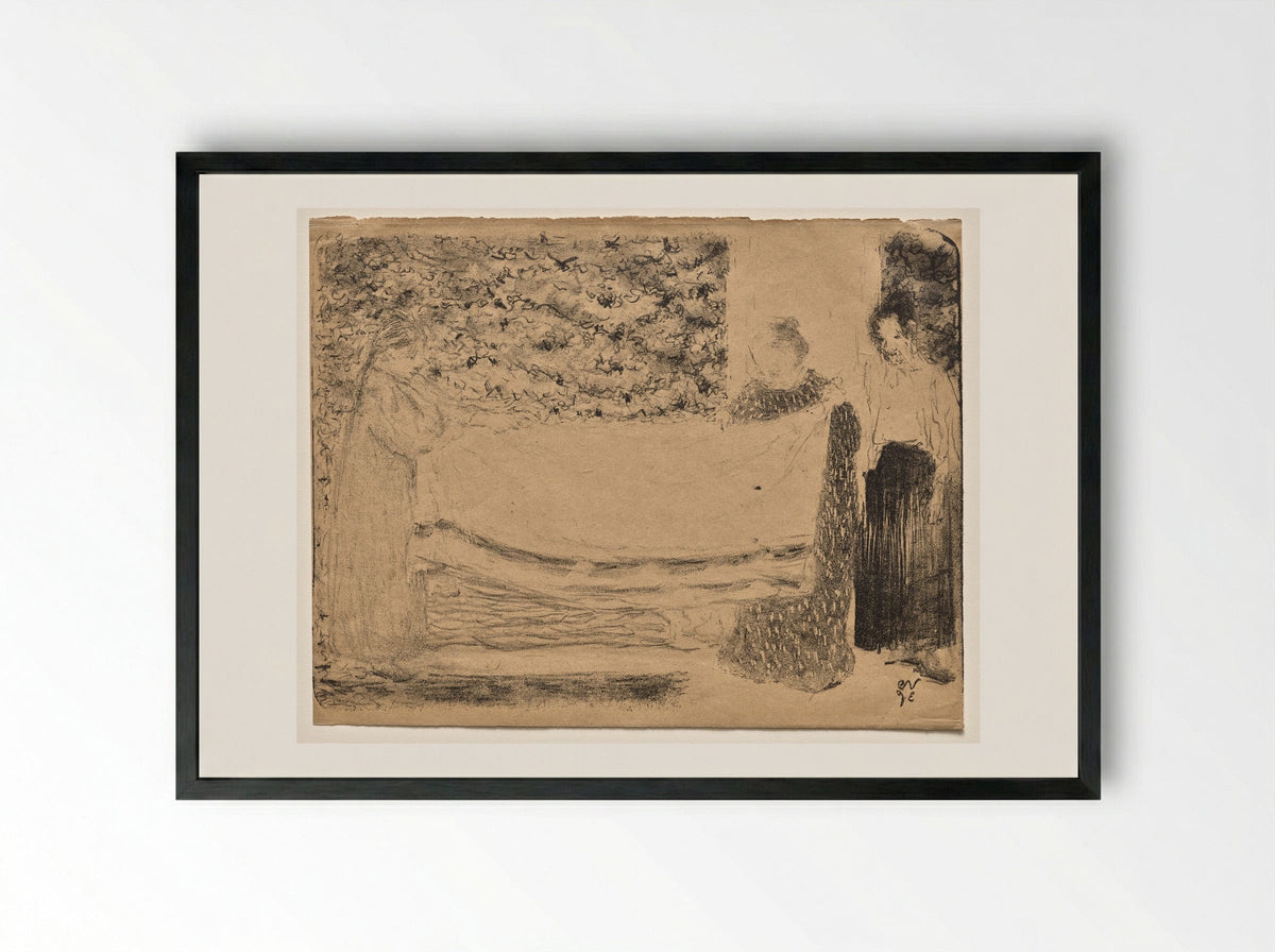 Folding the Linen - Édouard Vuillard - Framed Print Black