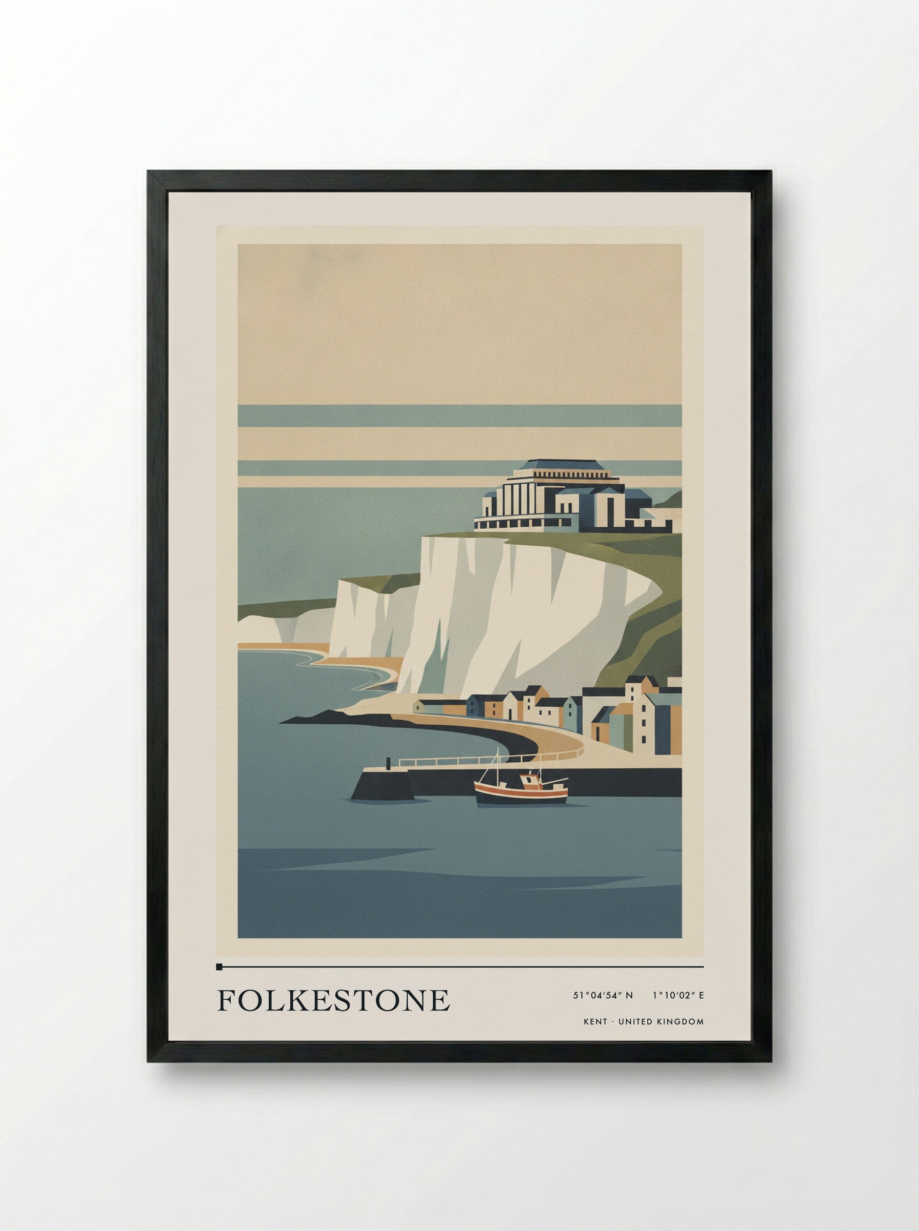 Folkestone Kent United Kingdom Travel Poster - Framed Print Black