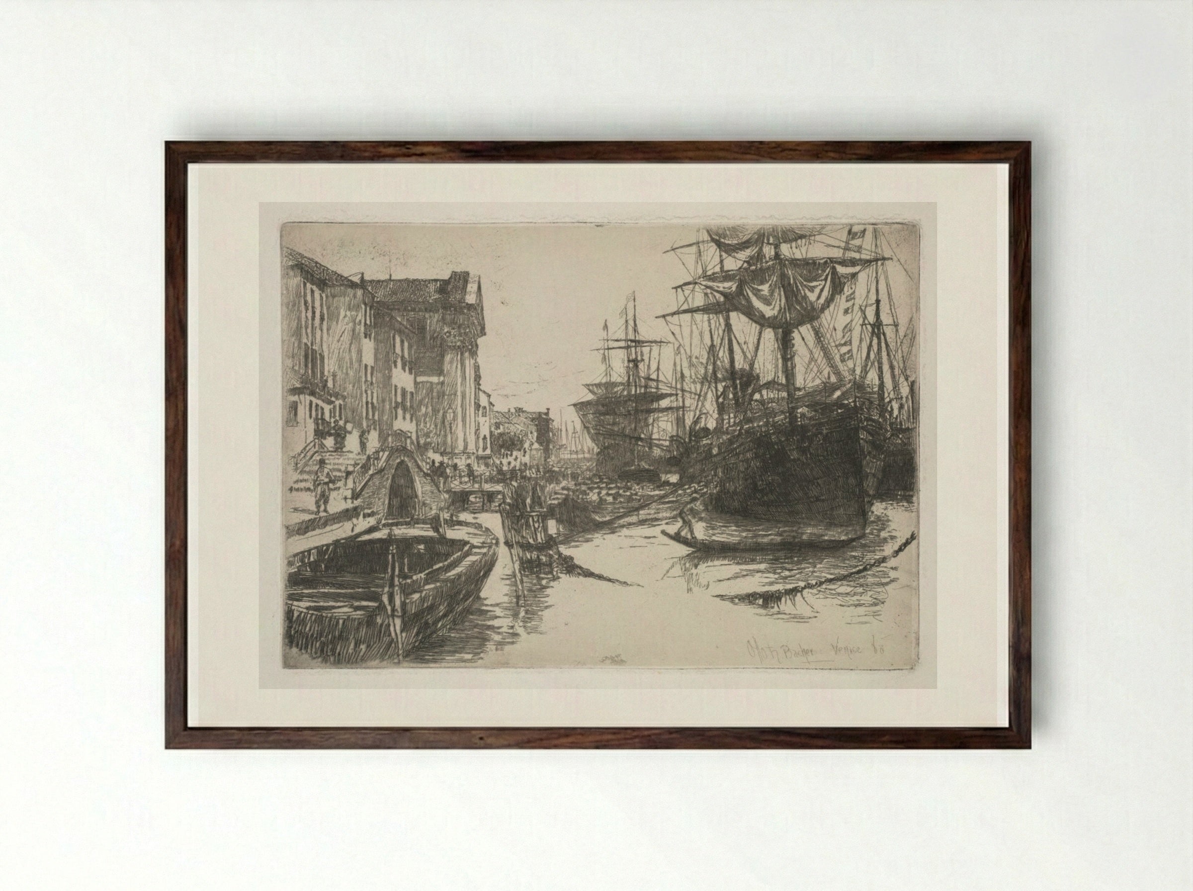 Fondamenta della Zattere - Otto H. Bacher - Framed Print Dark Wood