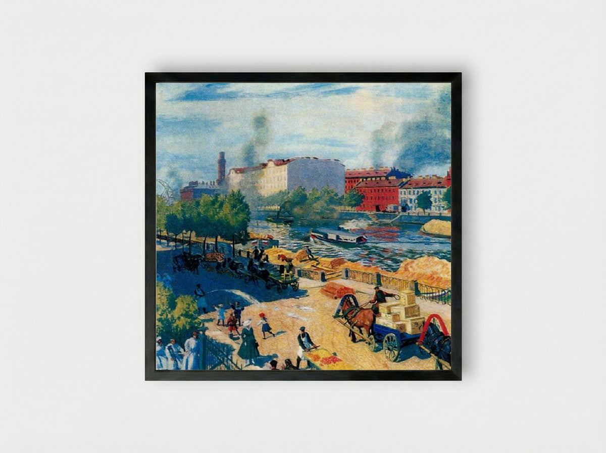 Fontanka - Boris Kustodiev - Framed Print Black