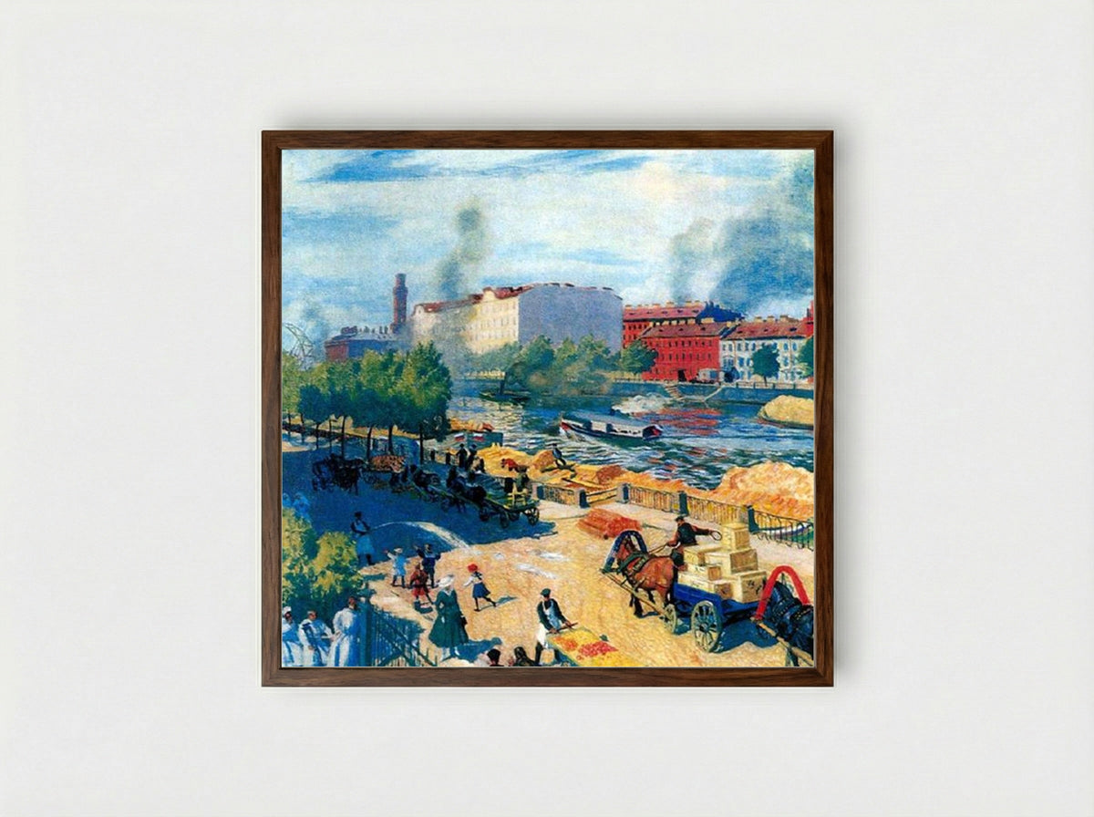 Fontanka - Boris Kustodiev - Framed Print Dark Wood