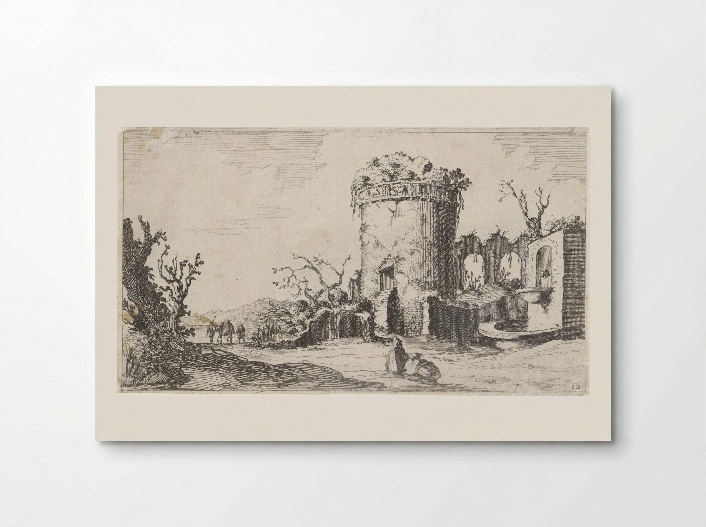 Fontein bij ruïne met een ronde toren - Gillis van Scheyndel (I) - Poster