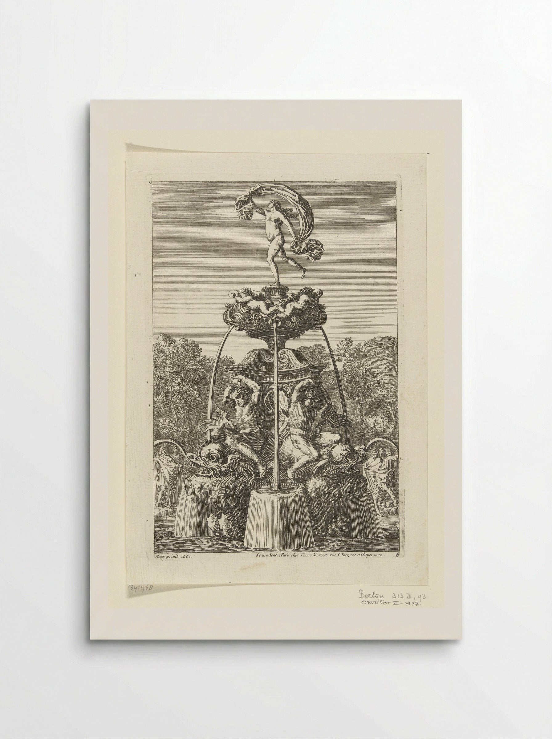 Fontein met beeld van Fortuna - Jean Lepautre - Poster