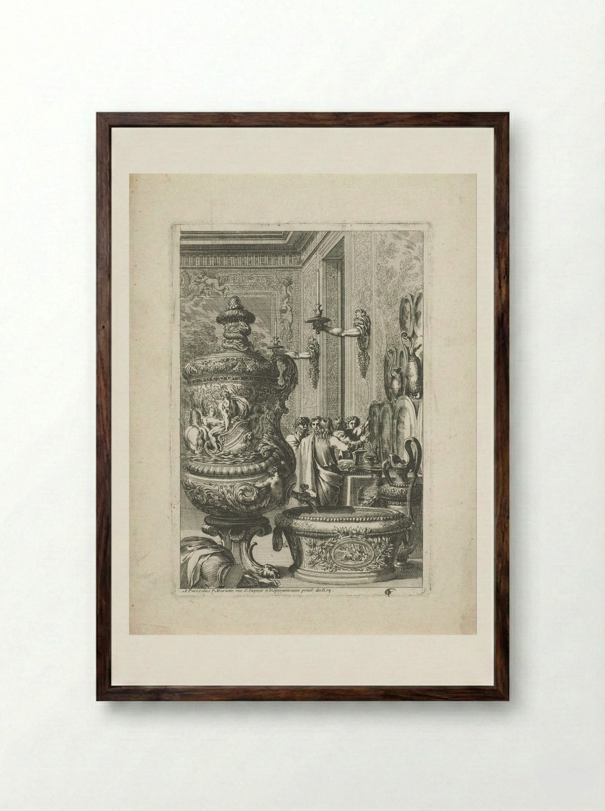 Fontein naar rechts gekeerd - Jean Lepautre - Framed Print Dark Wood