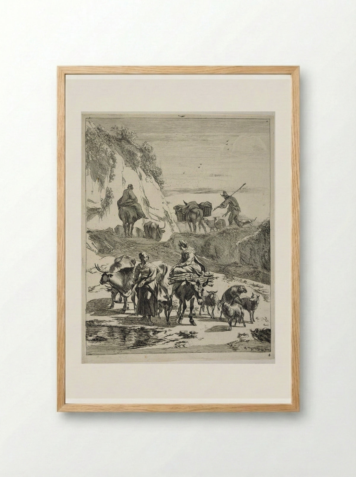 Ford at a Mountain Pass - Johannes Visscher - Framed Print Wood