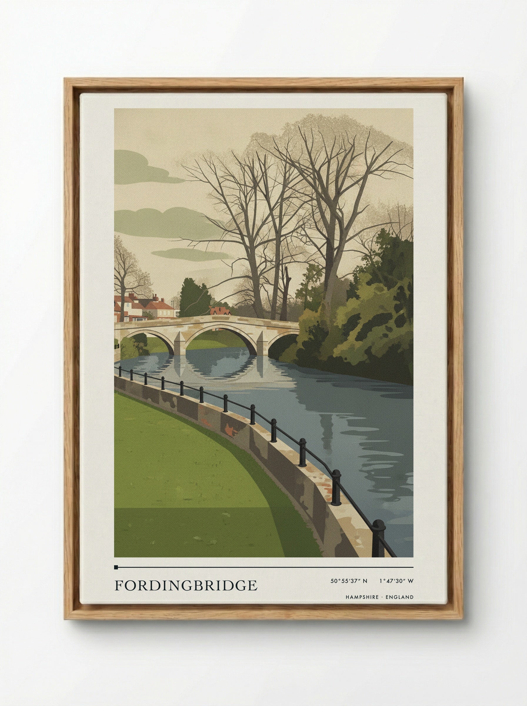 Fordingbridge Hampshire England Travel Poster - Framed Canvas Wood