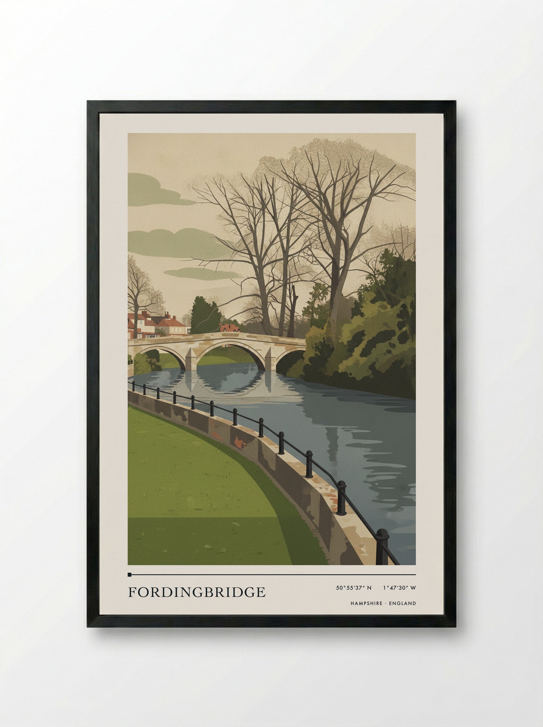Fordingbridge Hampshire England Travel Poster - Framed Print Black
