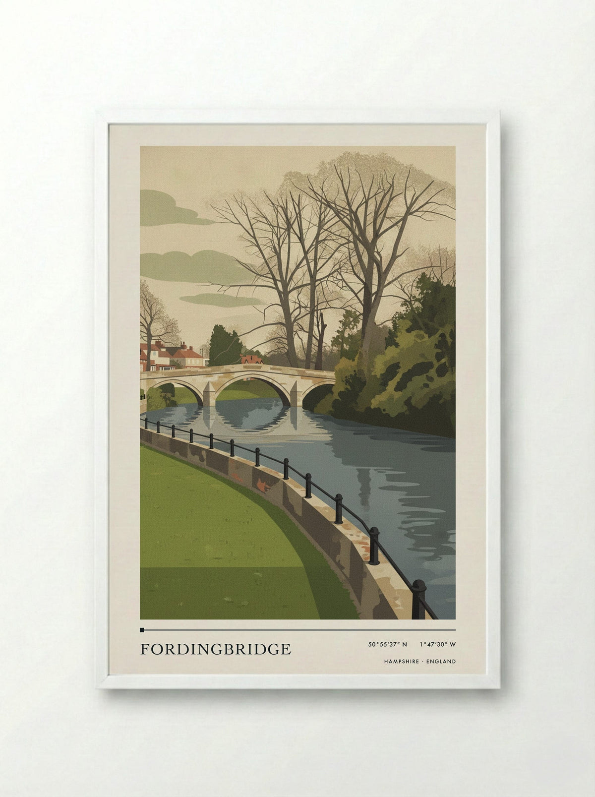 Fordingbridge Hampshire England Travel Poster - Framed Print White