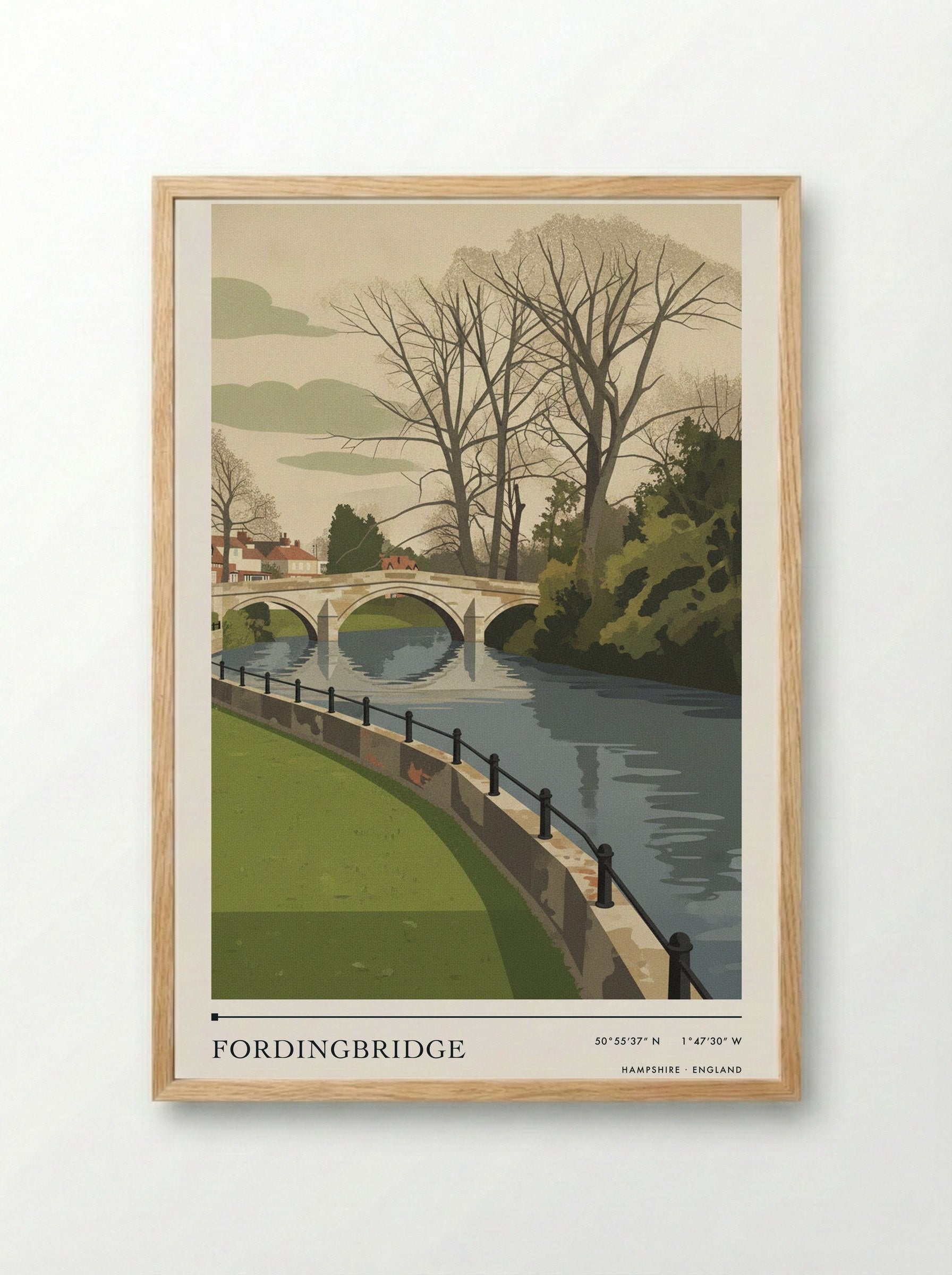Fordingbridge Hampshire England Travel Poster - Framed Print Wood