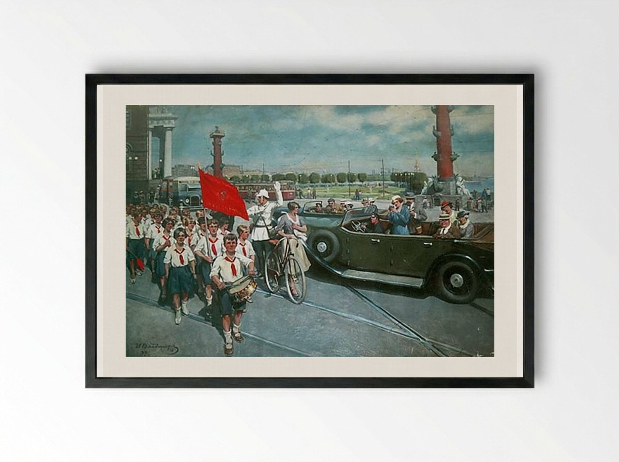 Foreigners in Leningrad - Ivan Vladimirov - Framed Print Black