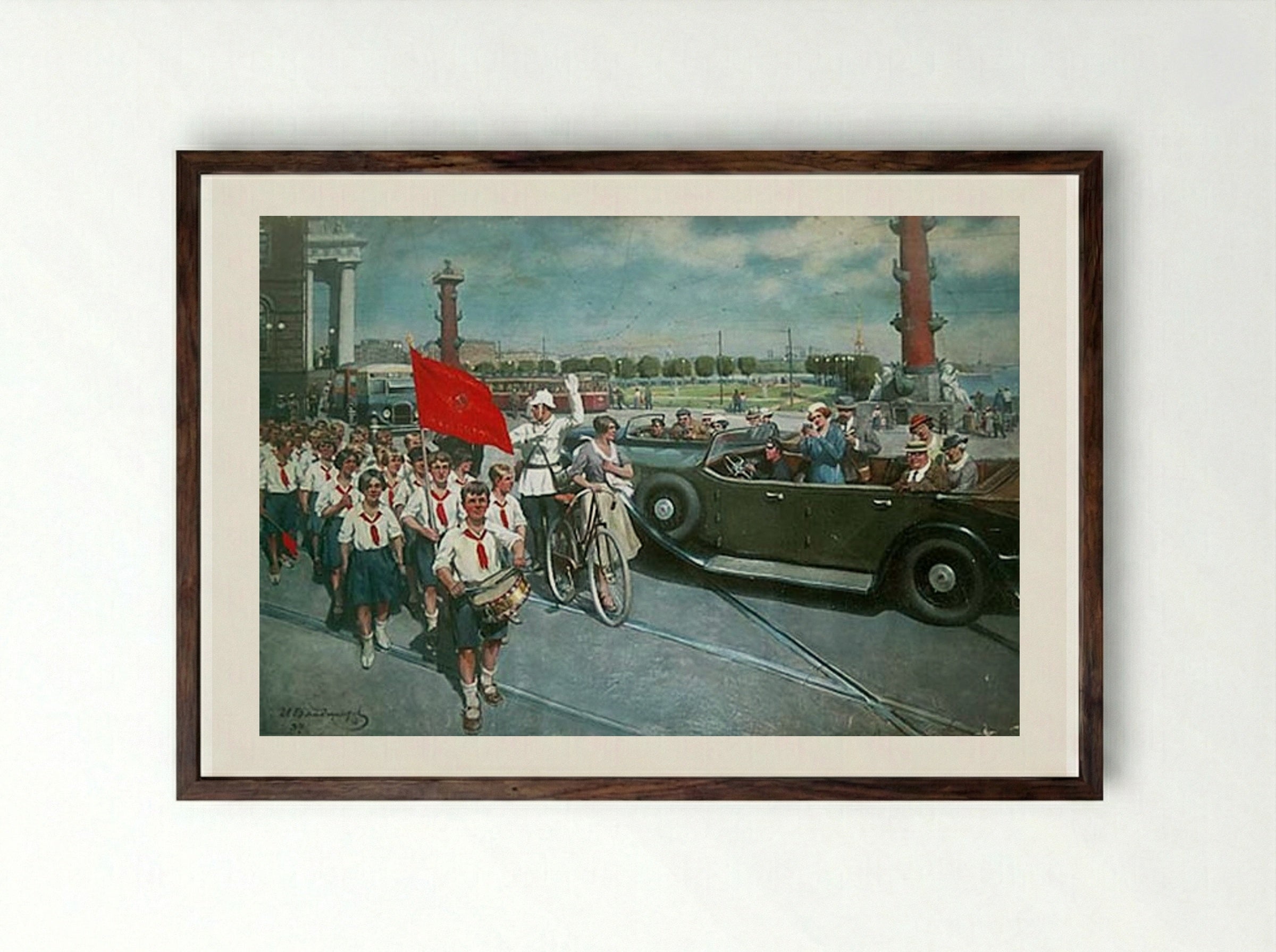 Foreigners in Leningrad - Ivan Vladimirov - Framed Print Dark Wood