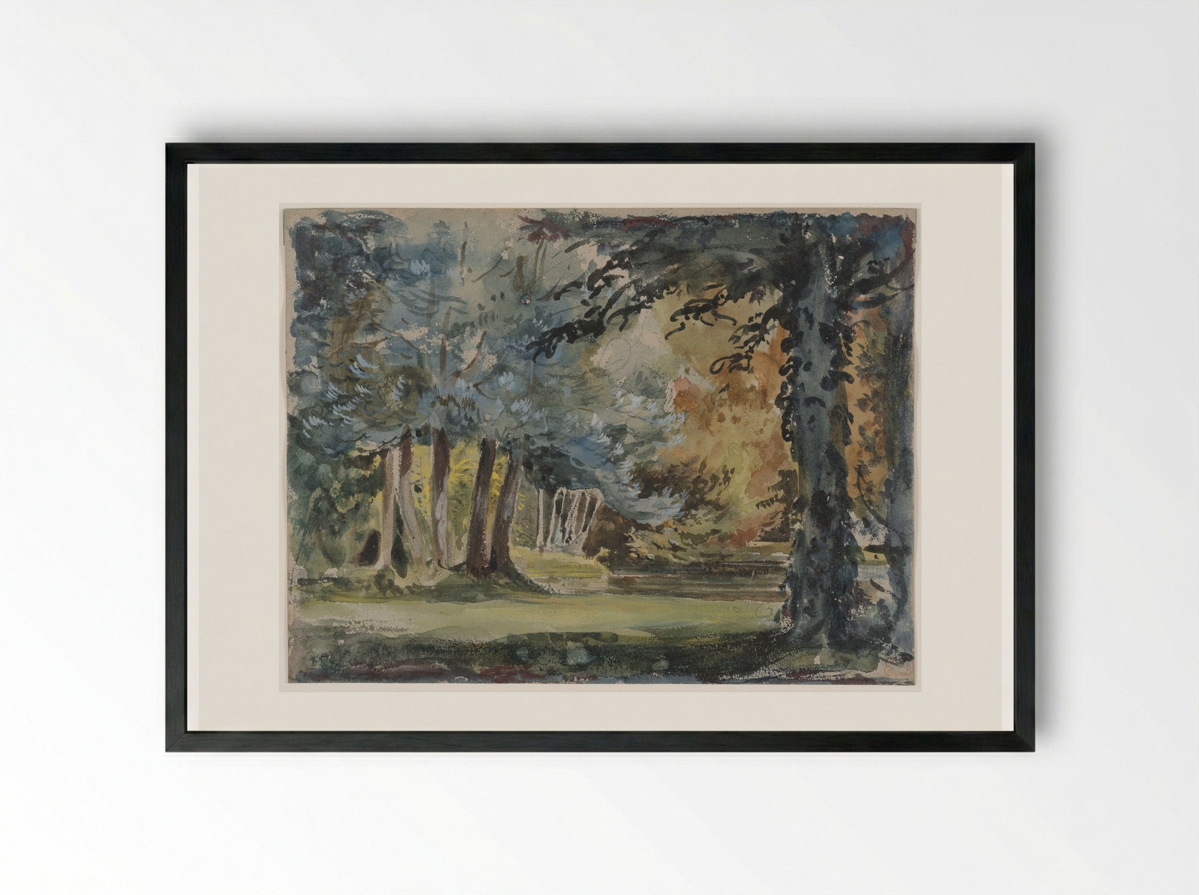 Forest Clearing - Ferdinand-Victor-Eugène Delacroix - Framed Print Black