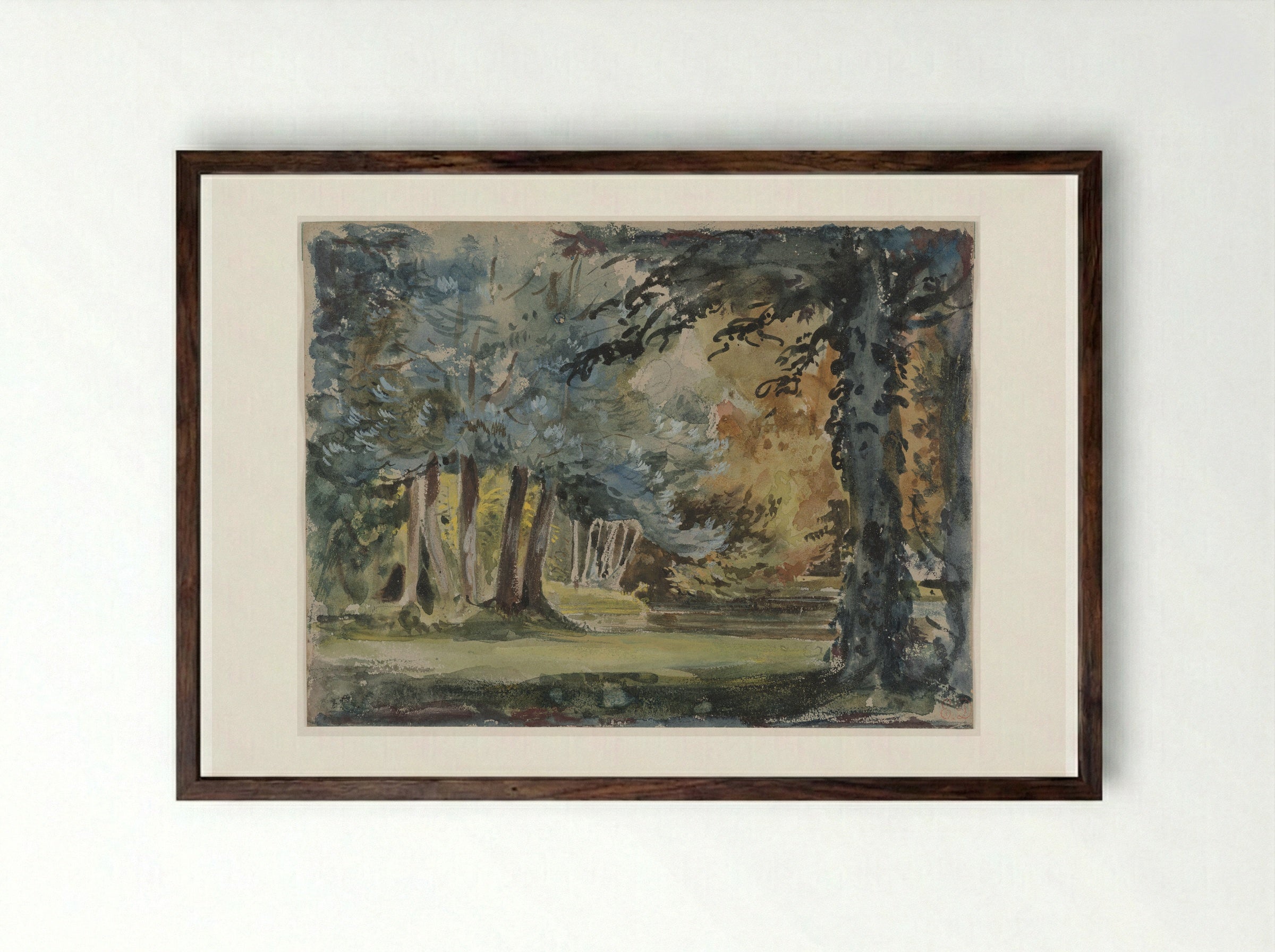 Forest Clearing - Ferdinand-Victor-Eugène Delacroix - Framed Print Dark Wood