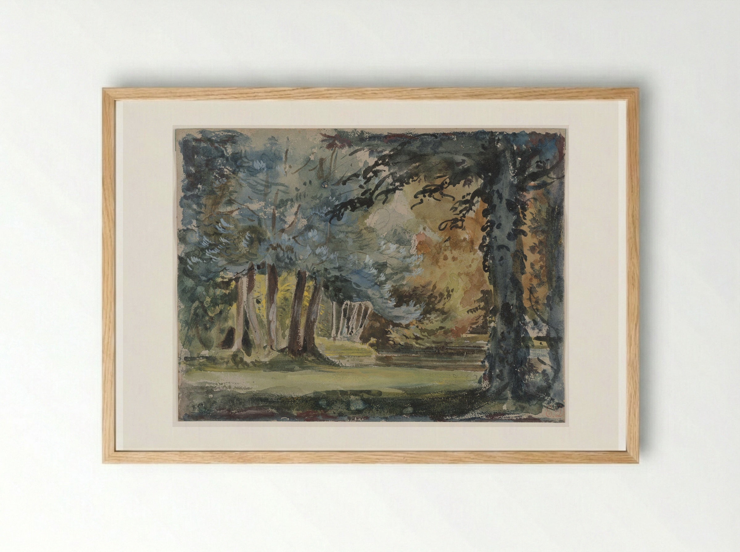 Forest Clearing - Ferdinand-Victor-Eugène Delacroix - Framed Print Wood