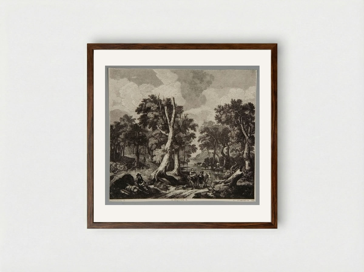 Forest Scene (After Jacob van Ruisdael) - Louis Dujardin - Framed Print Dark Wood