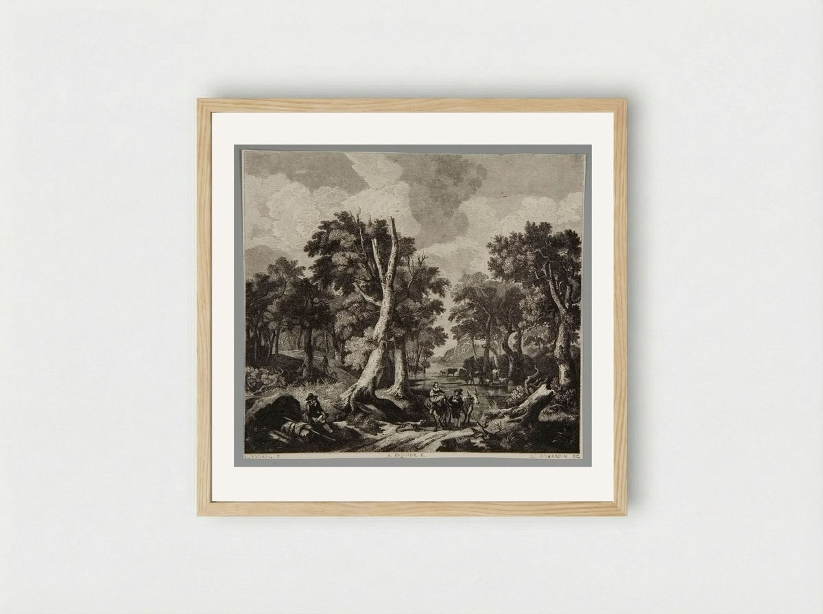 Forest Scene (After Jacob van Ruisdael) - Louis Dujardin - Framed Print Wood