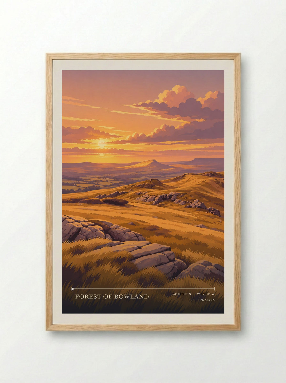 Forest of Bowland | Travel Poster - Framed Print Wood