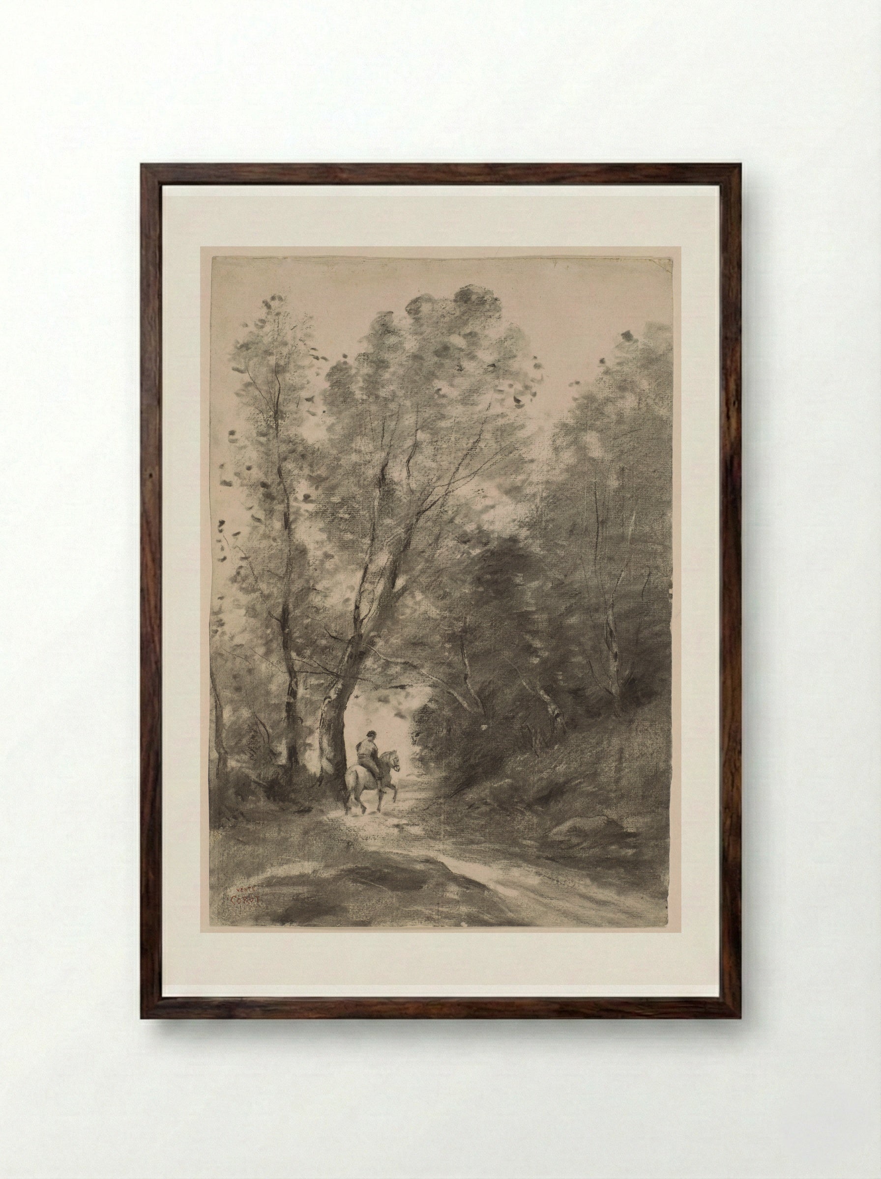 Forest of Coubron - Jean-Baptiste-Camille Corot - Framed Print Dark Wood