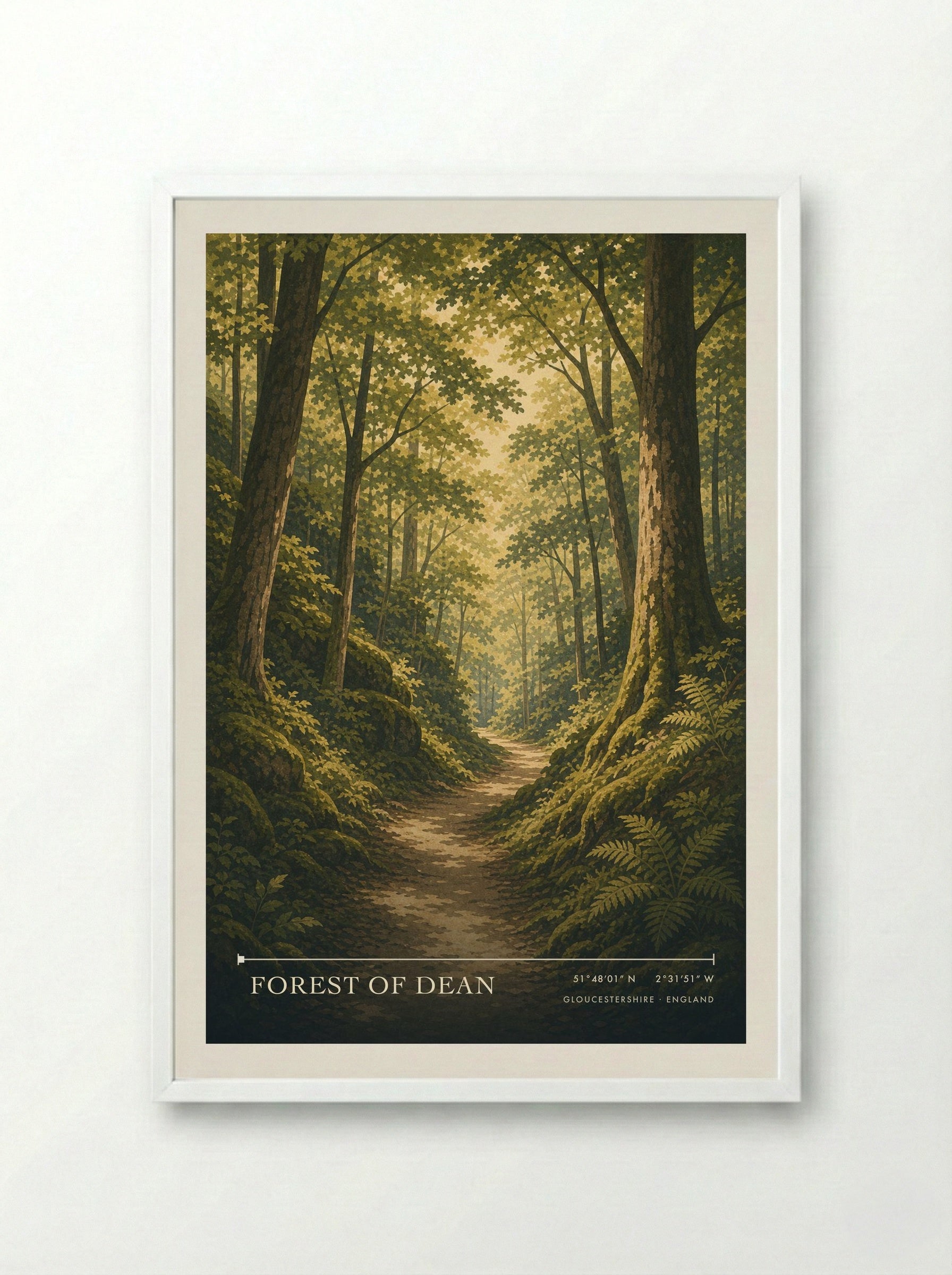 Forest of Dean Gloucestershire England Travel Poster - Framed Print White