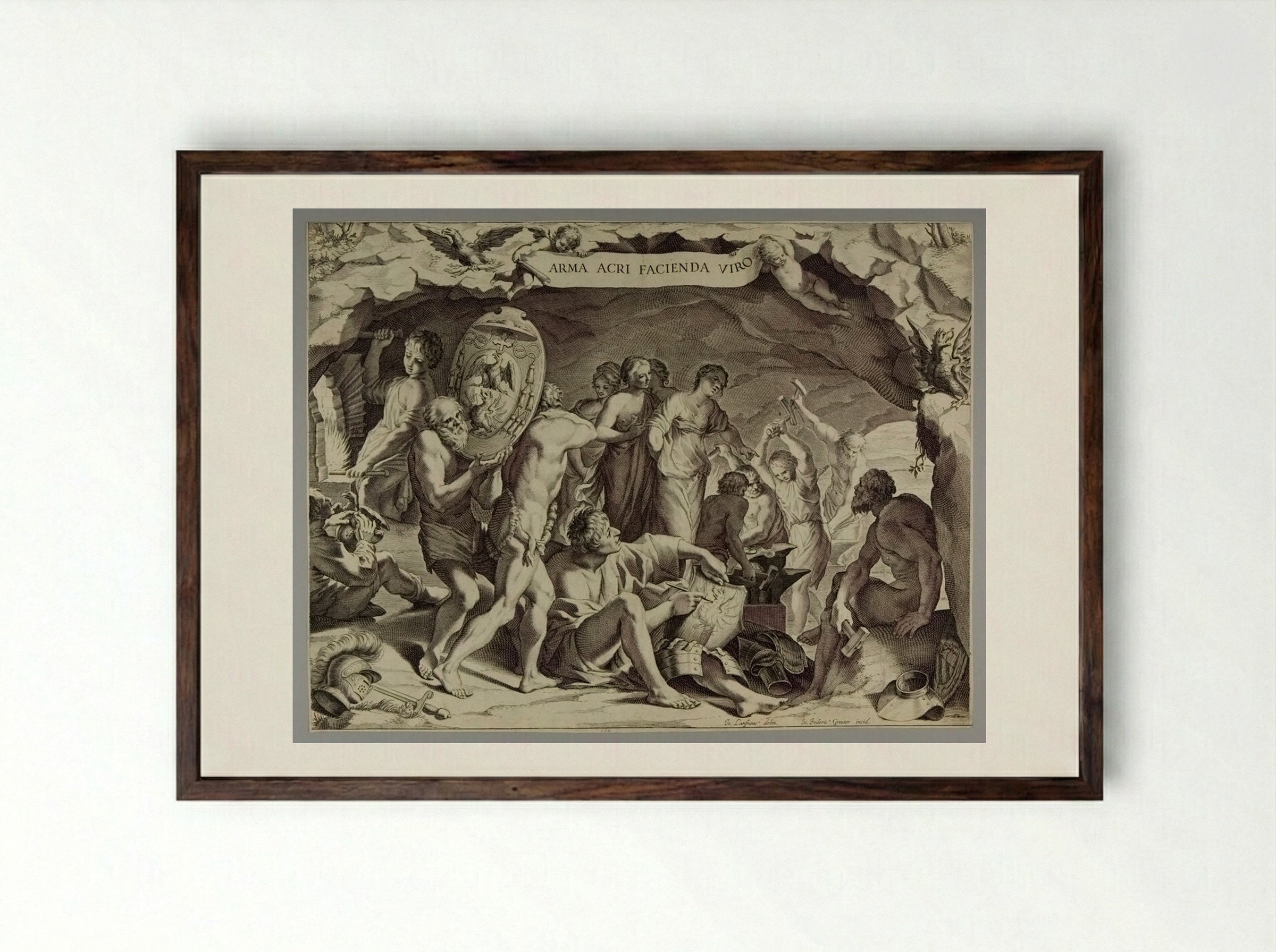Forge of Vulcan - Johann Friedrich Greuter - Framed Print Dark Wood