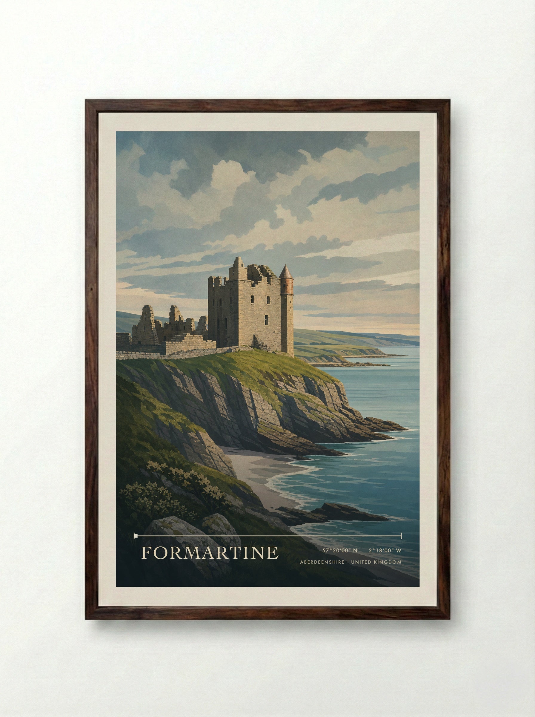 Formartine Aberdeenshire United Kingdom Travel Poster - Framed Print Dark Wood