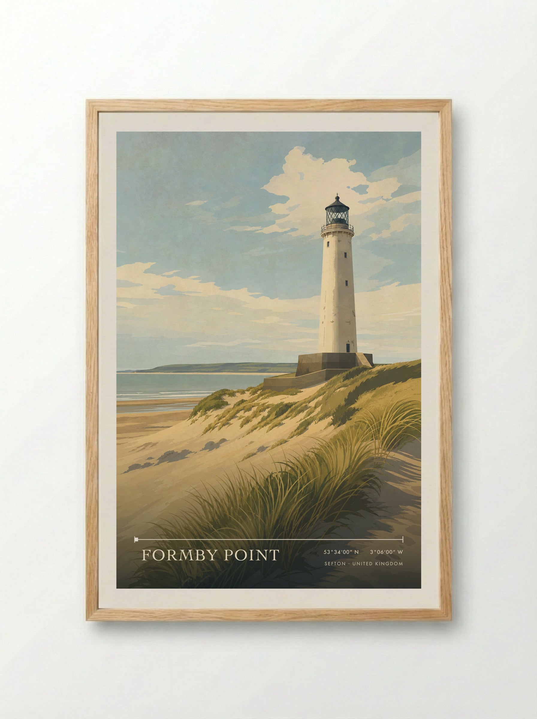 Formby Point Sefton United Kingdom Travel Poster - Framed Print Wood