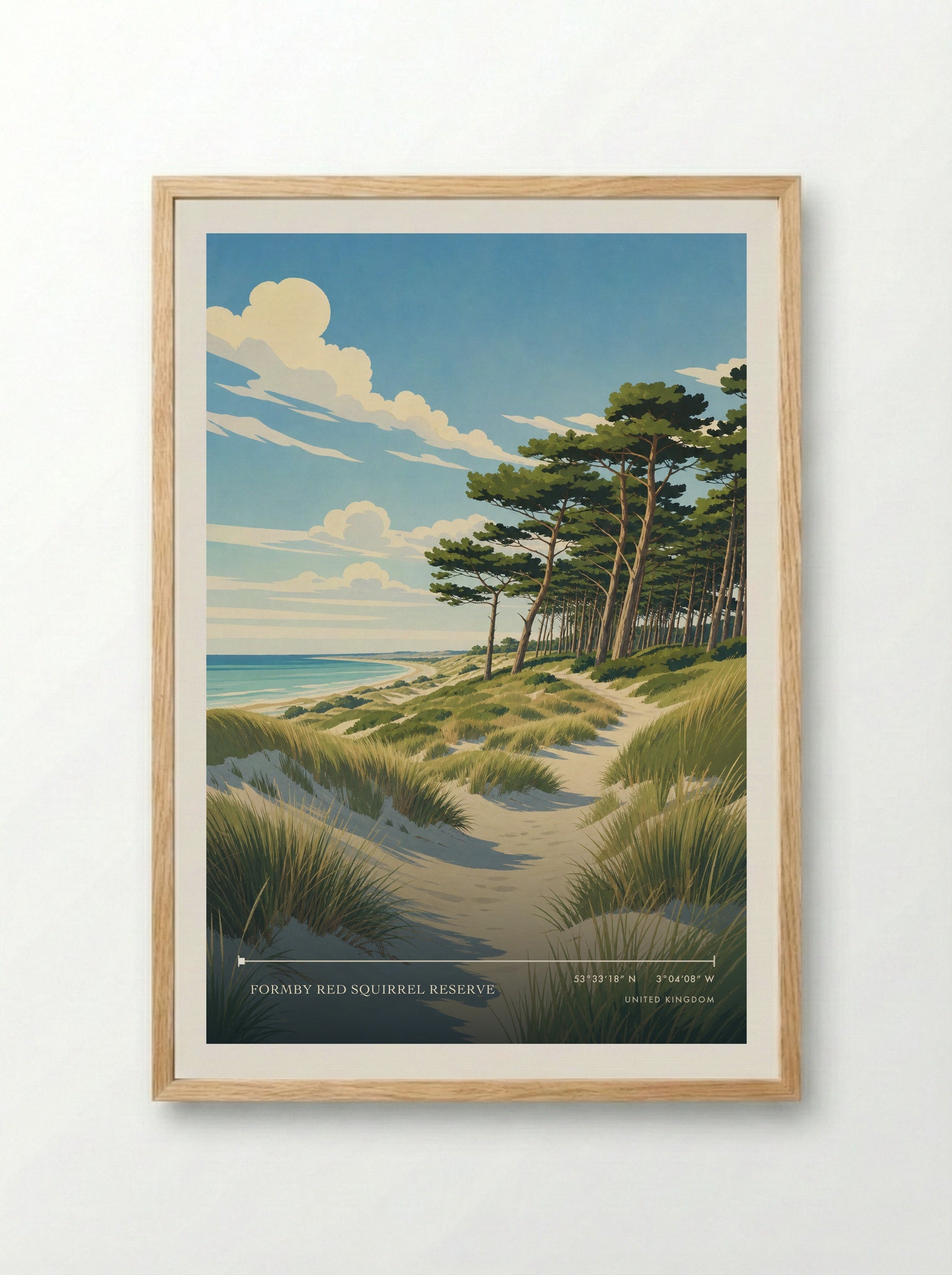 Formby Red Squirrel Reserve United Kingdom Travel Poster - Framed Print Wood
