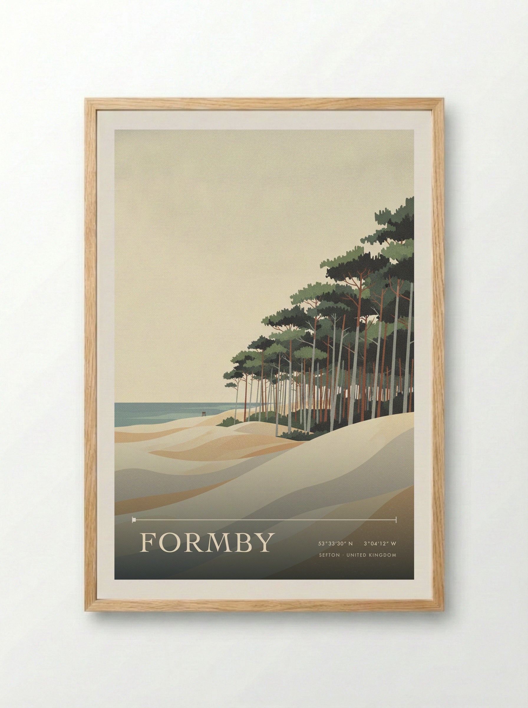 Formby Sefton United Kingdom Travel Poster - Framed Print Wood