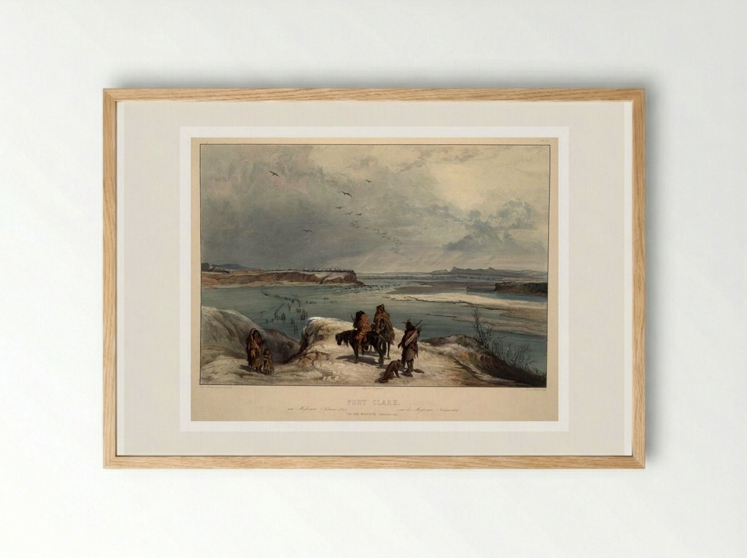 Fort Clark on the Missouri, February 1834 - Karl Bodmer - Framed Print Wood