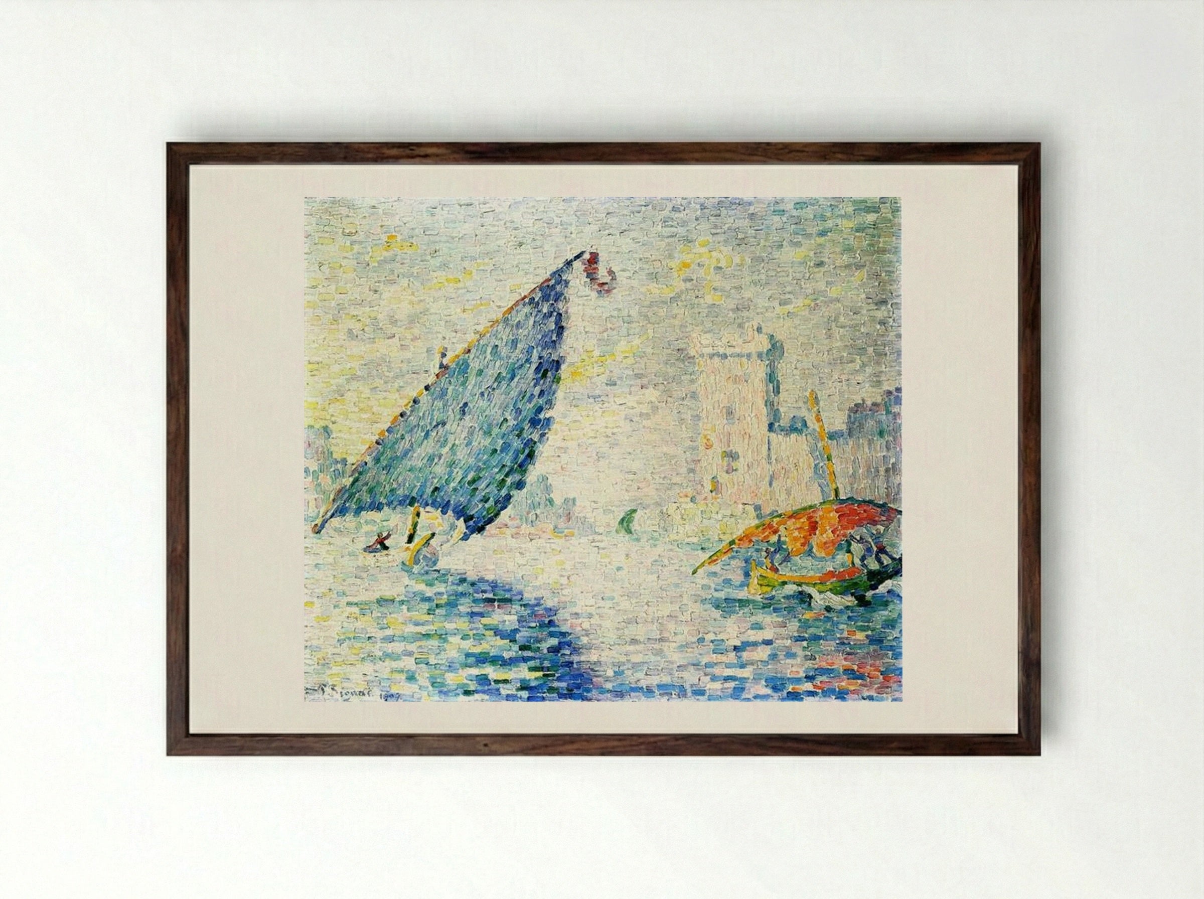 Fort Saint-Jean, Marseilles - Paul Signac - Framed Print Dark Wood