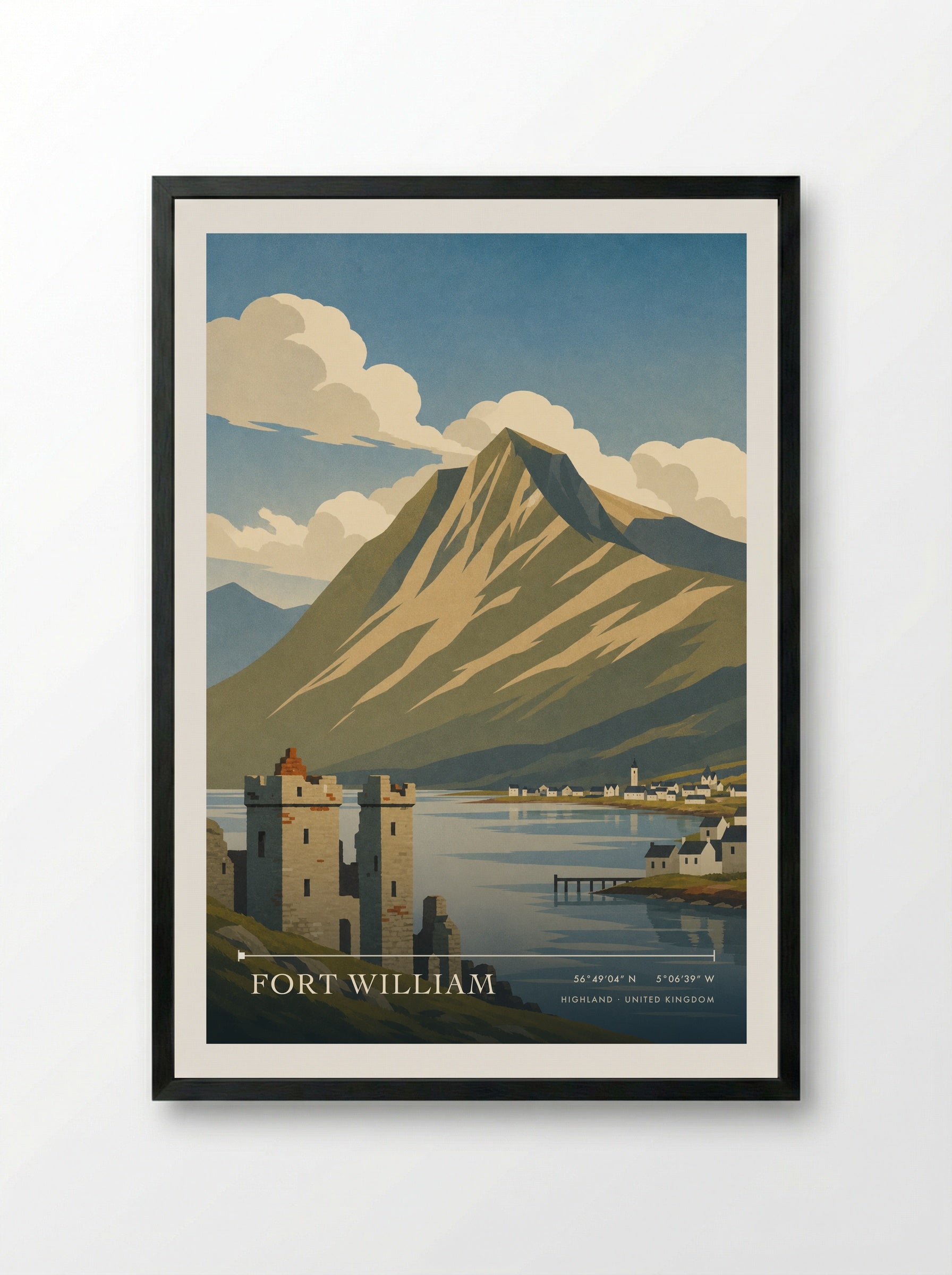 Fort William Highland United Kingdom Travel Poster - Framed Print Black