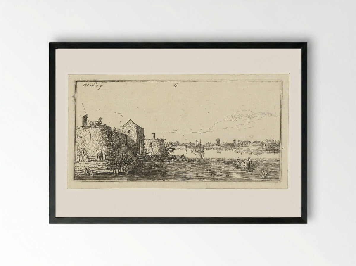 Fort met verdedigingswerken van Tholen aan de Schelde - Johannes Pietersz. Berendrecht - Framed Print Black
