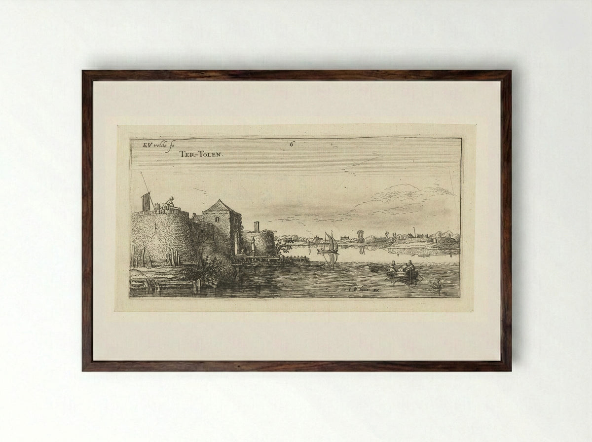 Fort met verdedigingswerken van Tholen aan de Schelde - Hendrick Hondius (I) - Framed Print Dark Wood