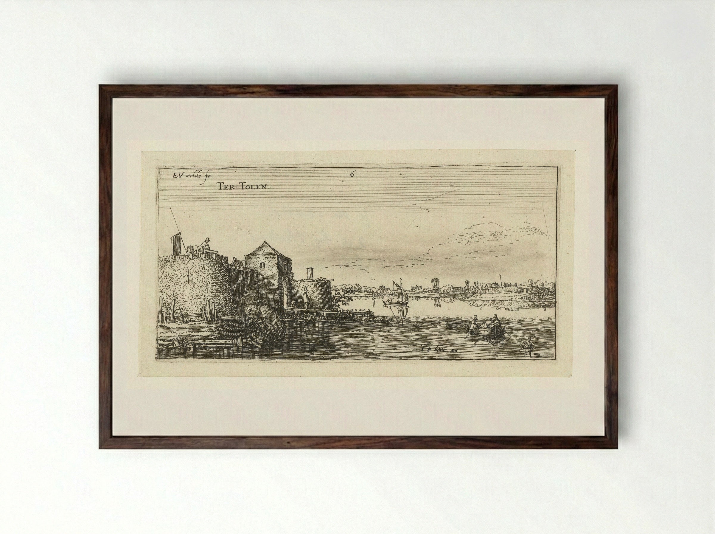 Fort met verdedigingswerken van Tholen aan de Schelde - Hendrick Hondius (I) - Framed Print Dark Wood