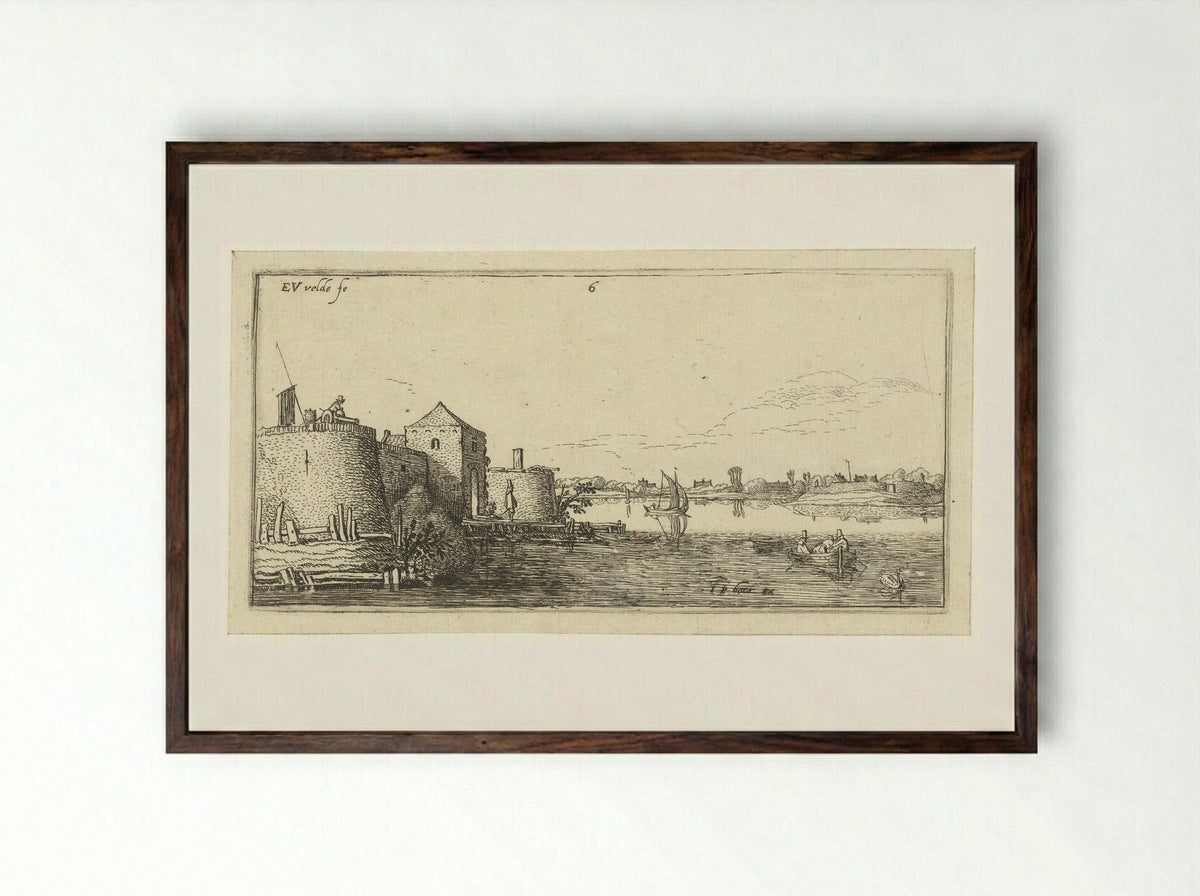 Fort met verdedigingswerken van Tholen aan de Schelde - Johannes Pietersz. Berendrecht - Framed Print Dark Wood