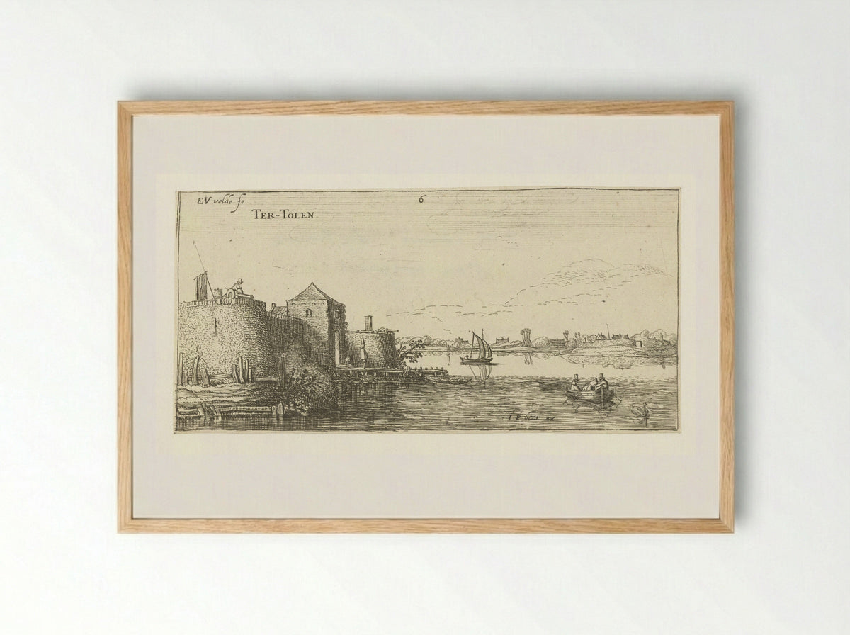 Fort met verdedigingswerken van Tholen aan de Schelde - Esaias van de Velde - Framed Print Wood