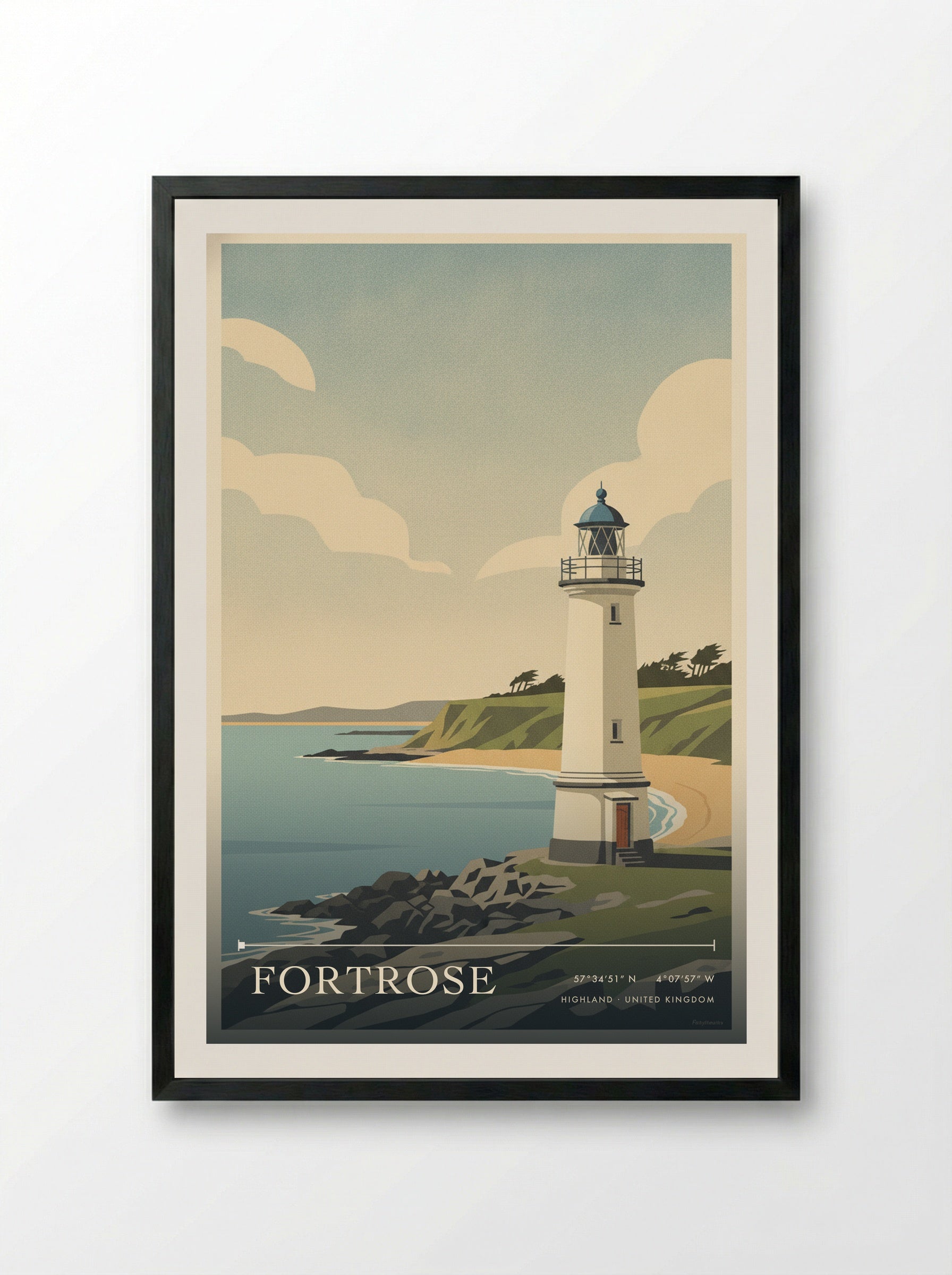 Fortrose Highland United Kingdom Travel Poster - Framed Print Black
