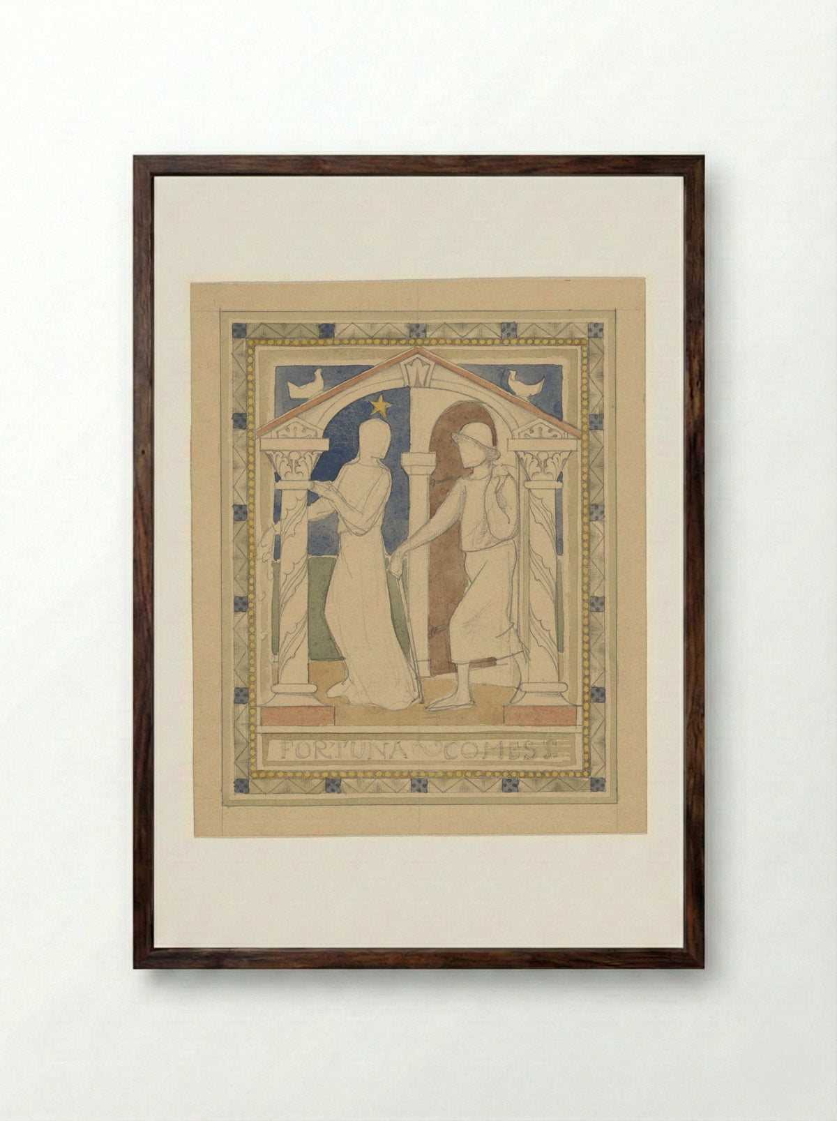 Fortuna Comes - Antoon Derkinderen - Framed Print Dark Wood