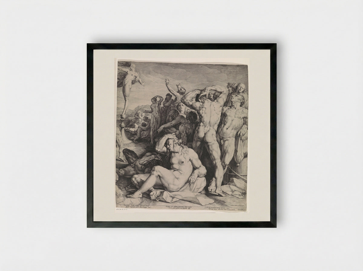 Fortuna verdeelt haar geschenken (rechter blad) - Cornelis Cornelisz. van Haarlem - Framed Print Black