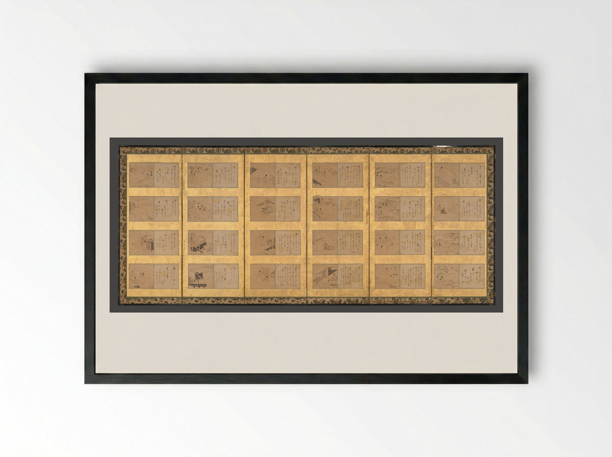 Forty-nine scenes from the Tales of Ise - Satomura Genchin - Framed Print Black