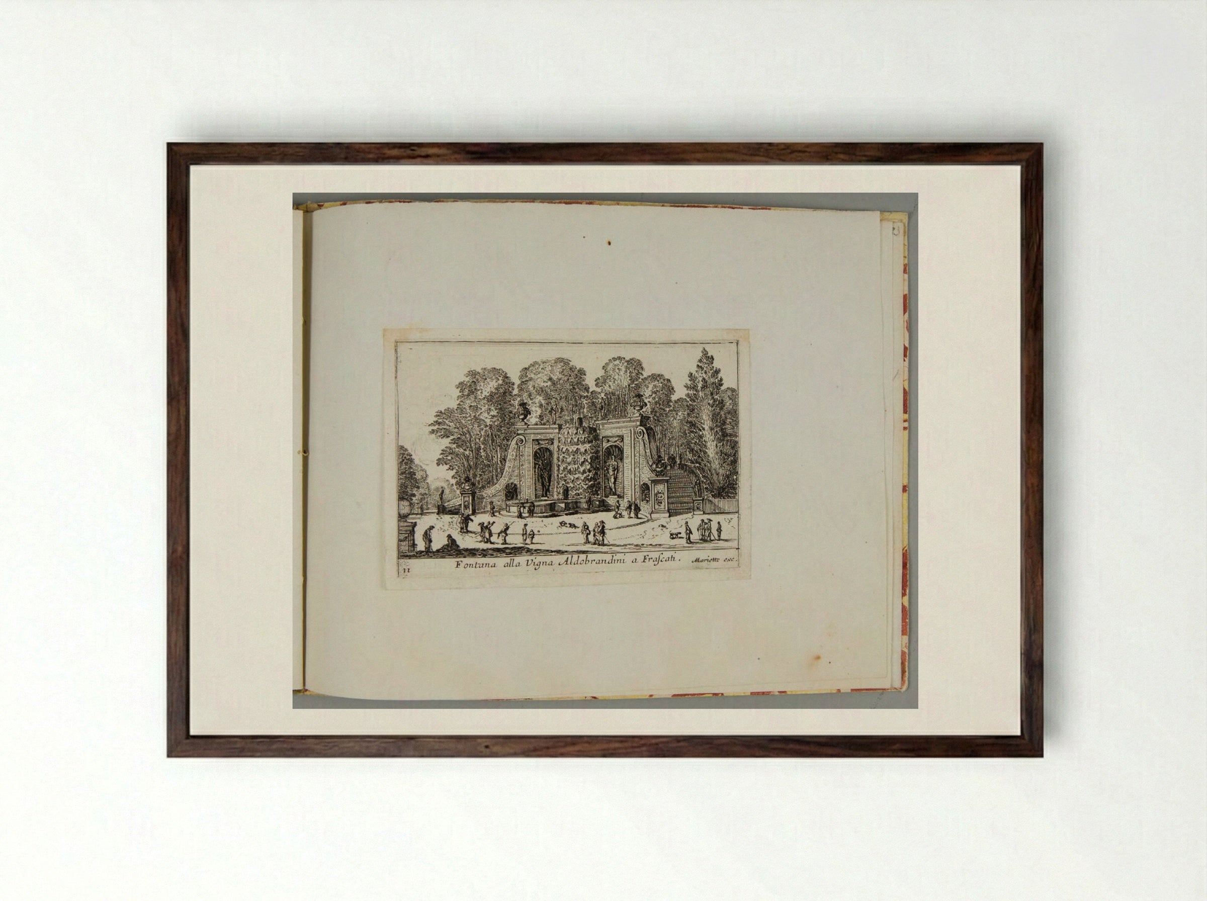 Fountain at the Villa Aldobrandini at Frascati - Israël Silvestre - Framed Print Dark Wood