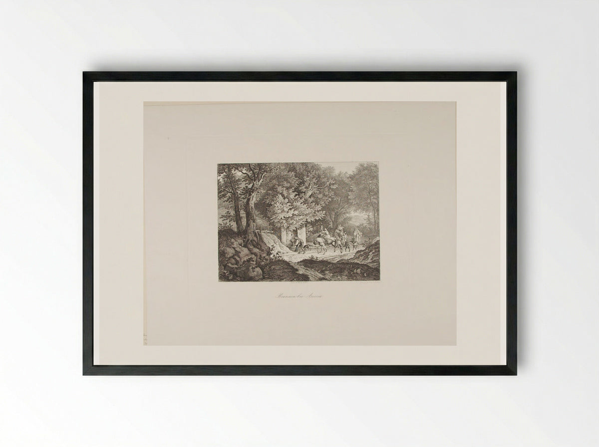 Fountain near Ariccia - Adrian Ludwig Richter - Framed Print Black