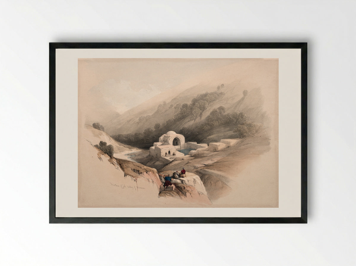 Fountain of Job, Valley of Hinnom - David Roberts - Framed Print Black